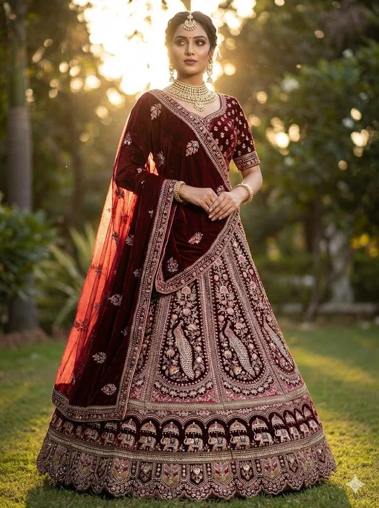 Emboidery Sequin Wedding Lehenga Set — view 1