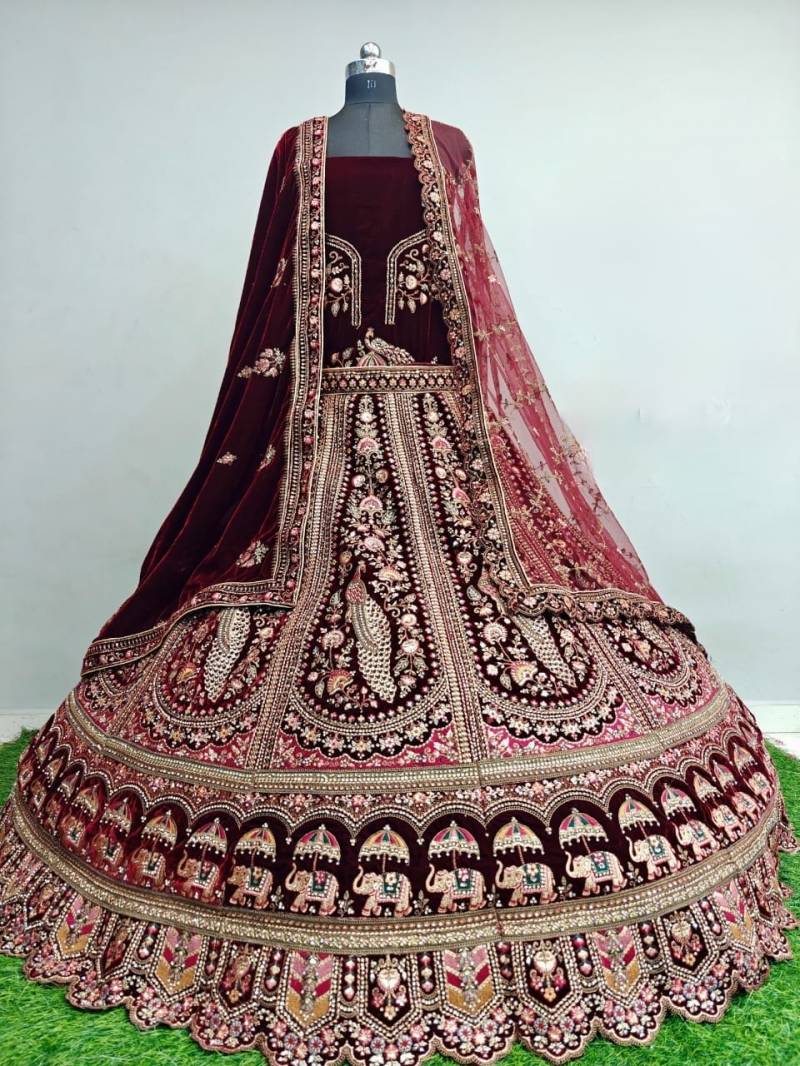 Emboidery Sequin Wedding Lehenga Set — view 3