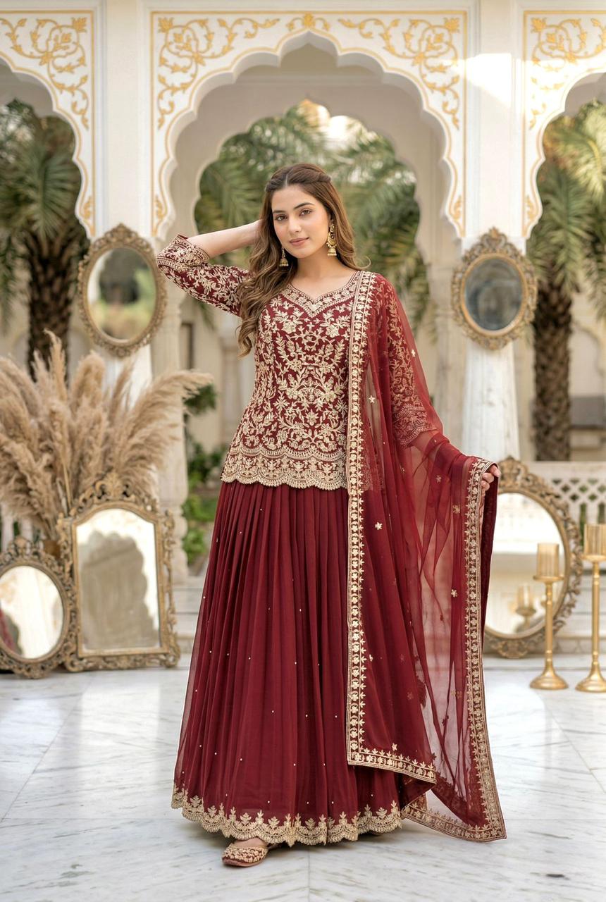 Faux Sequin Wedding Lehenga Set — view 2