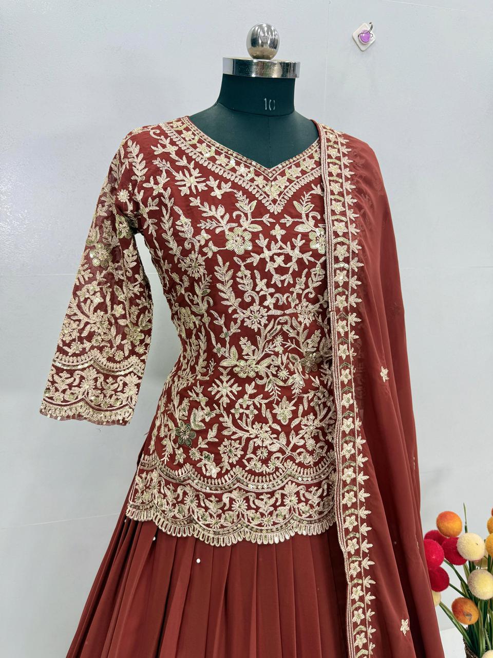 Faux Sequin Wedding Lehenga Set — view 4