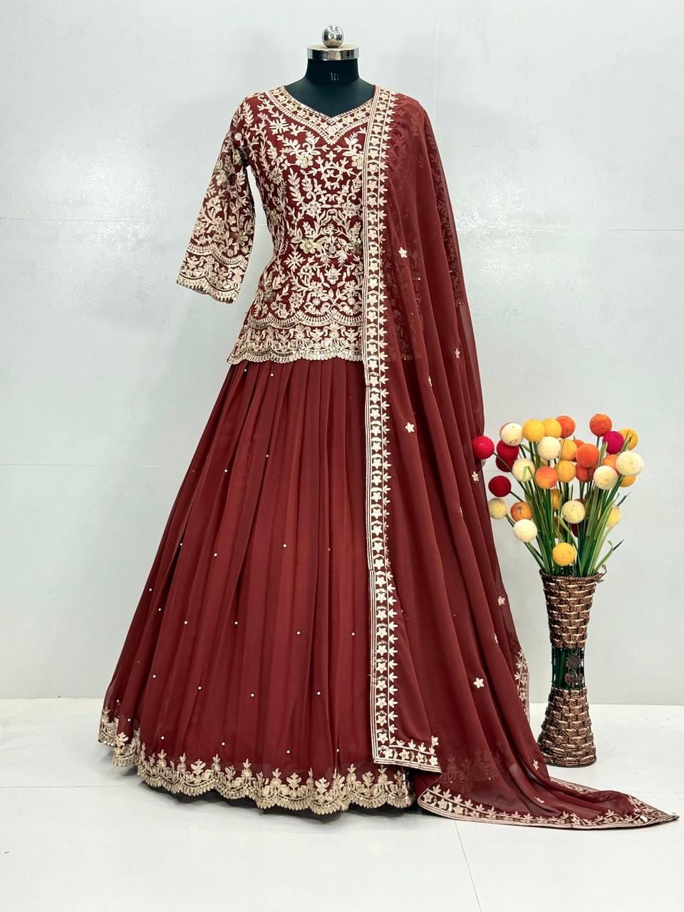 Faux Sequin Wedding Lehenga Set — view 5