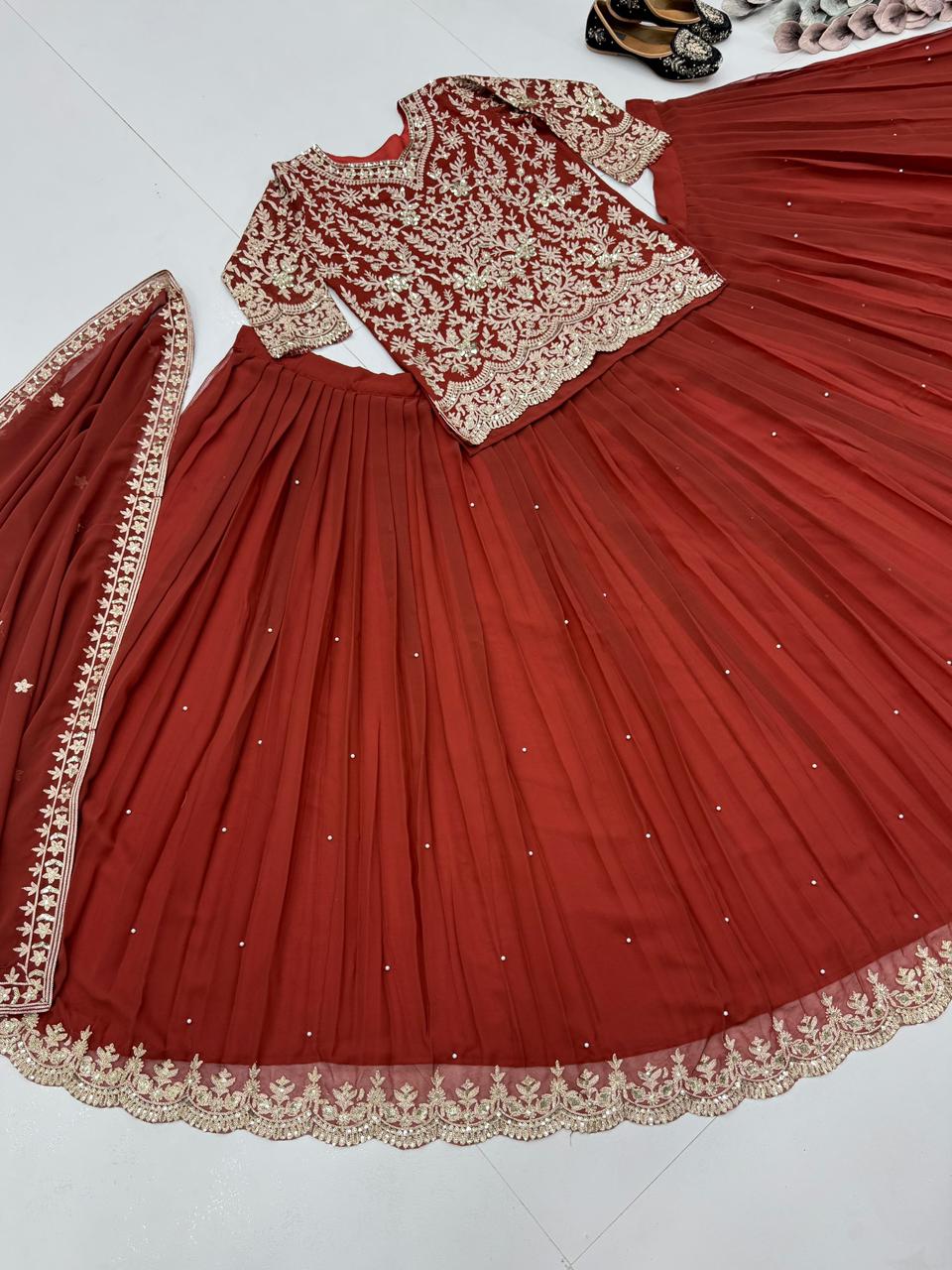 Faux Sequin Wedding Lehenga Set — view 7