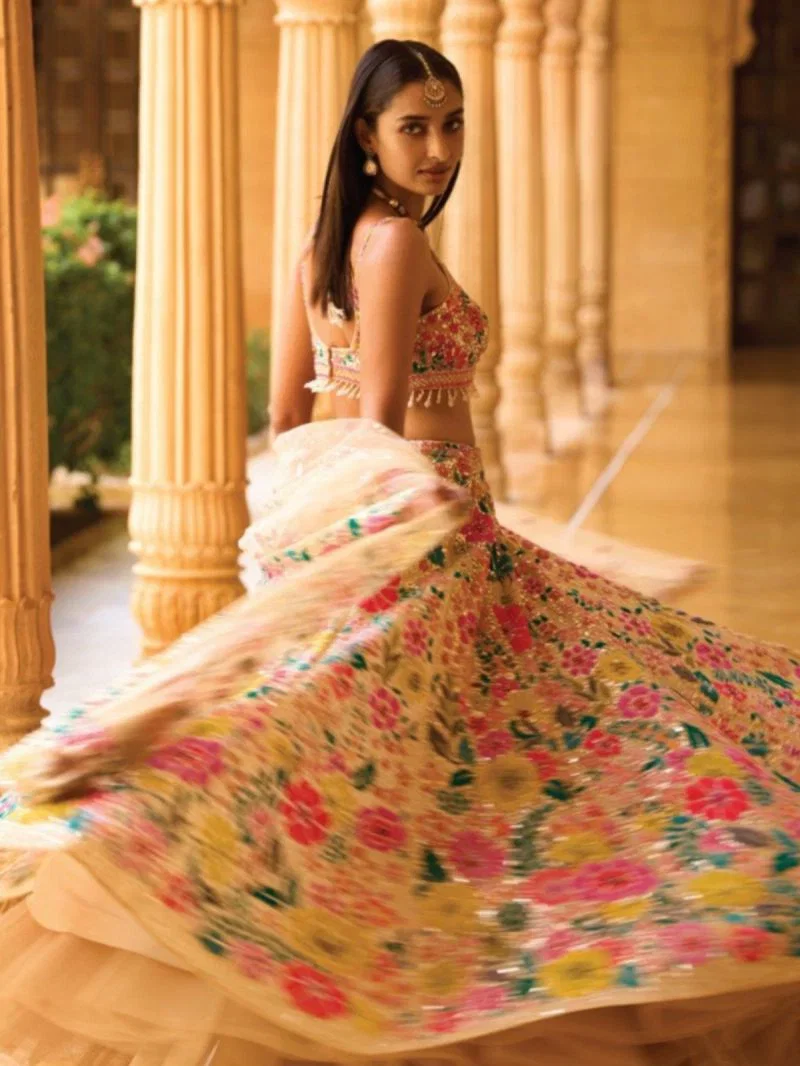 Georgette Sequin Wedding Lehenga Set — view 5