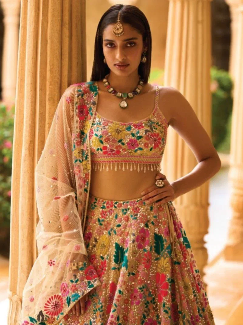 Georgette Sequin Wedding Lehenga Set — view 7