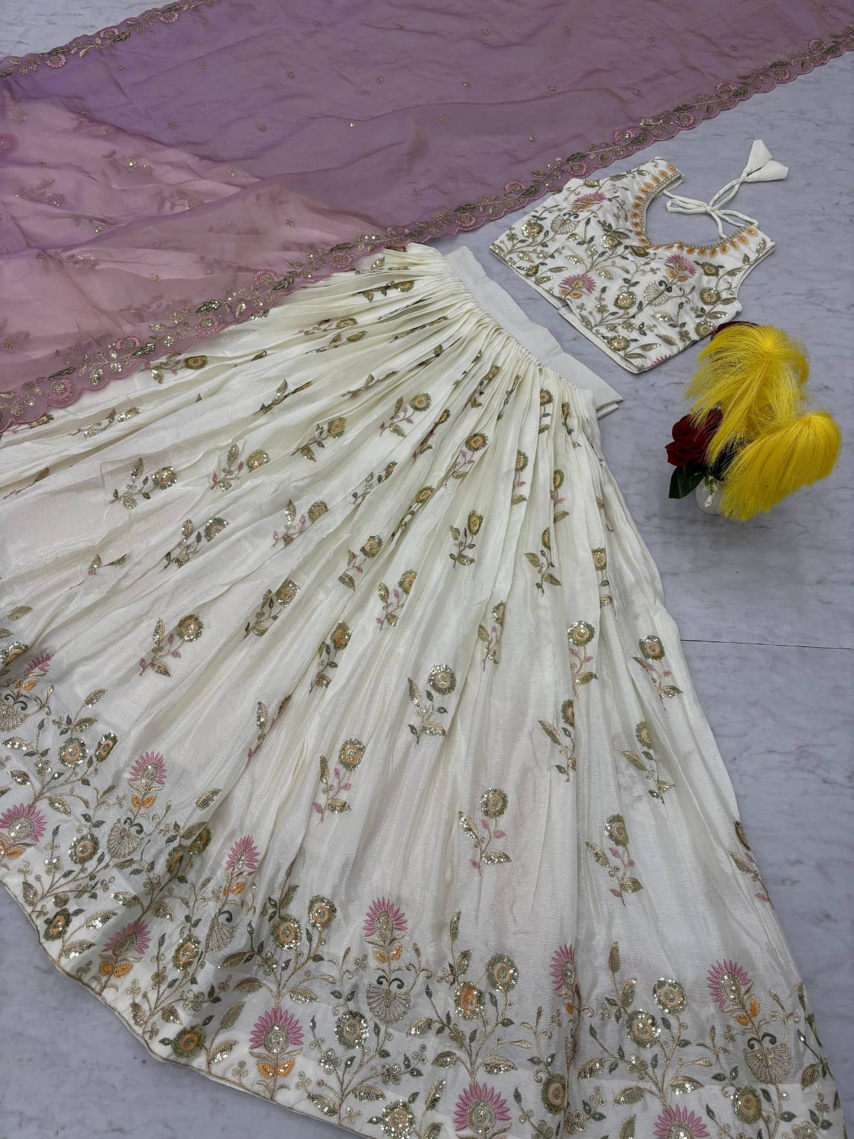Chinon Sequin Wedding Lehenga Set — view 5