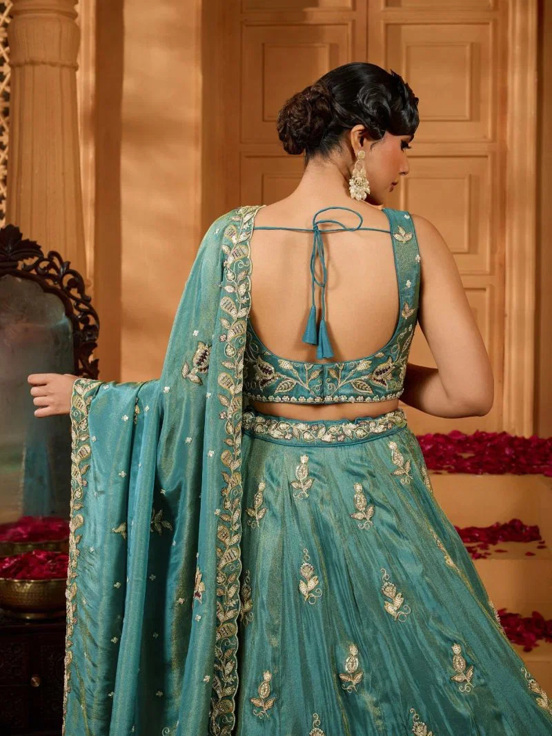 Floral Thread Wedding Lehenga Set — view 2