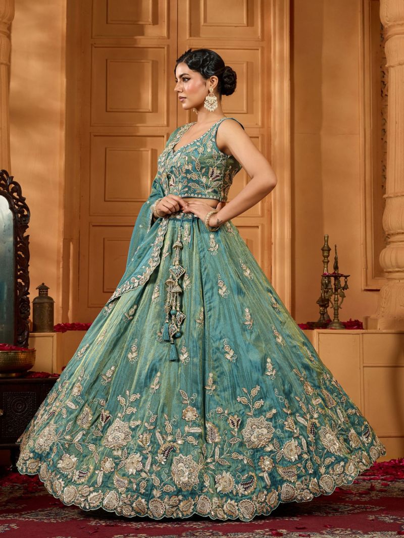 Floral Thread Wedding Lehenga Set — view 4