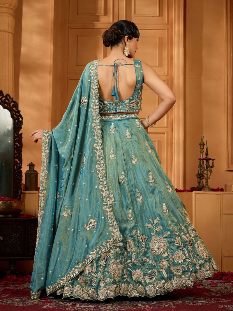 Floral Thread Wedding Lehenga Set — view 5