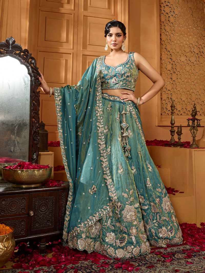 Floral Thread Wedding Lehenga Set — view 6