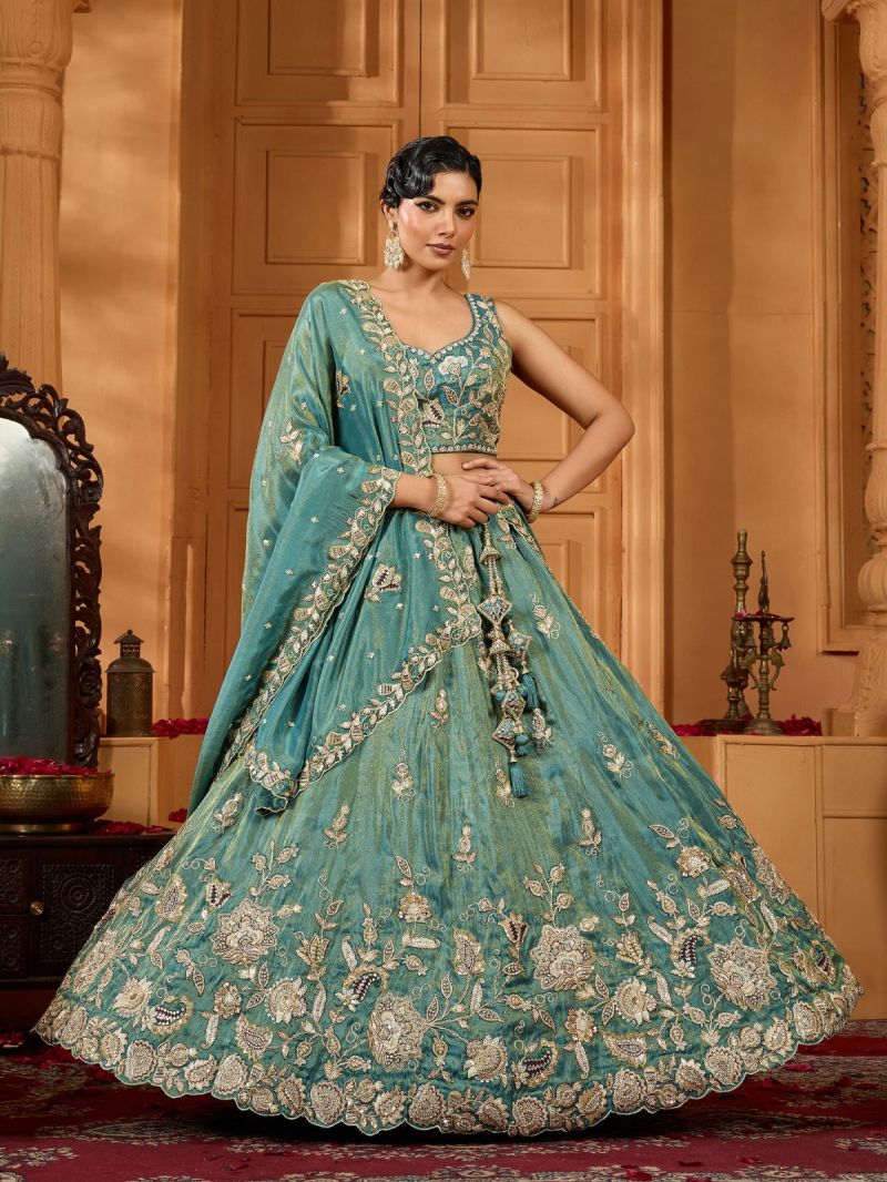 Floral Thread Wedding Lehenga Set — view 7