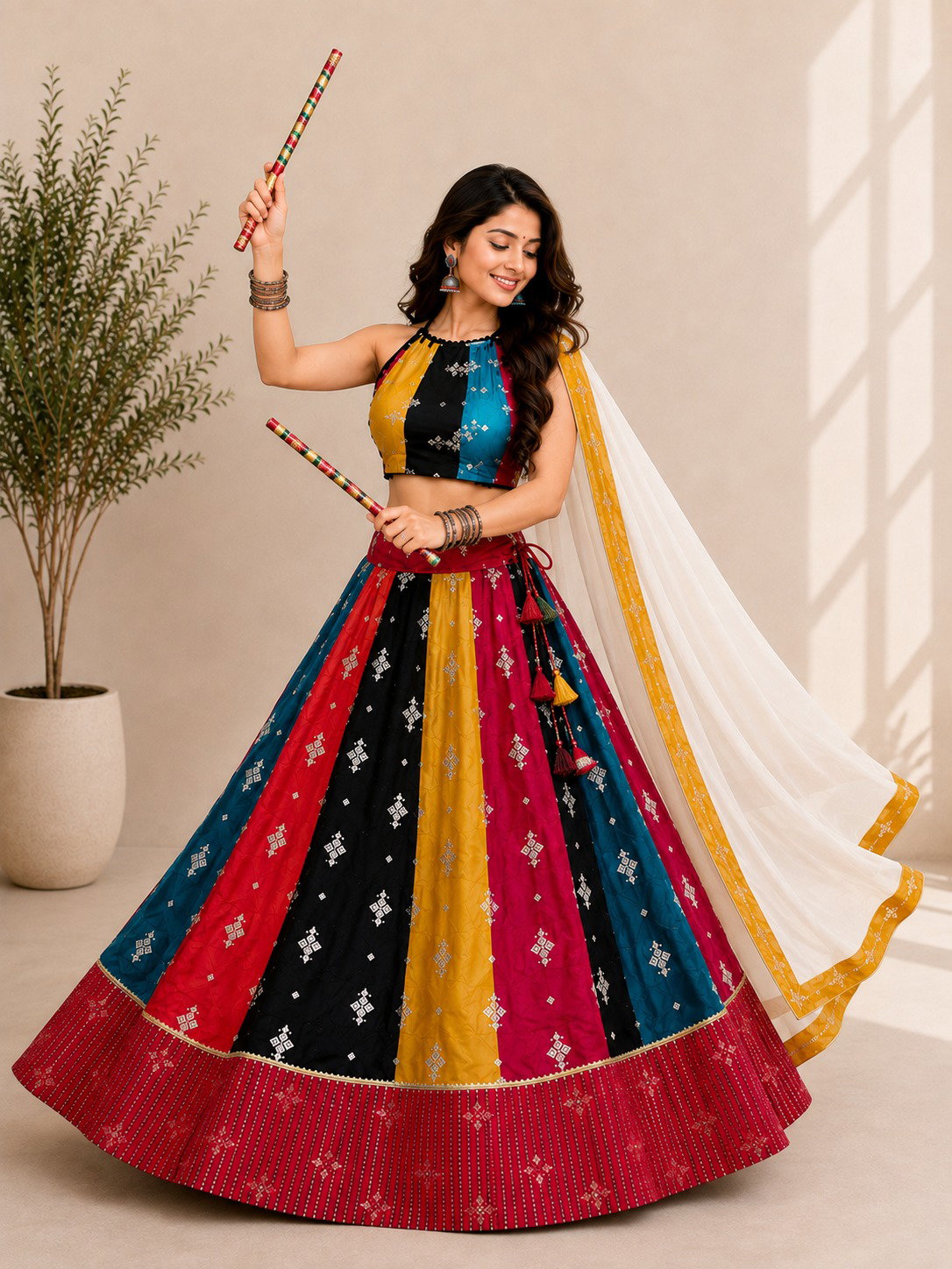 Silk Sequin Lehenga Set — view 4
