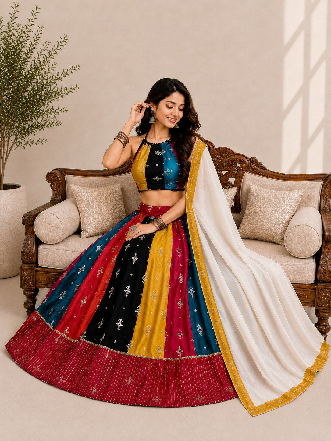 Silk Sequin Lehenga Set — view 5
