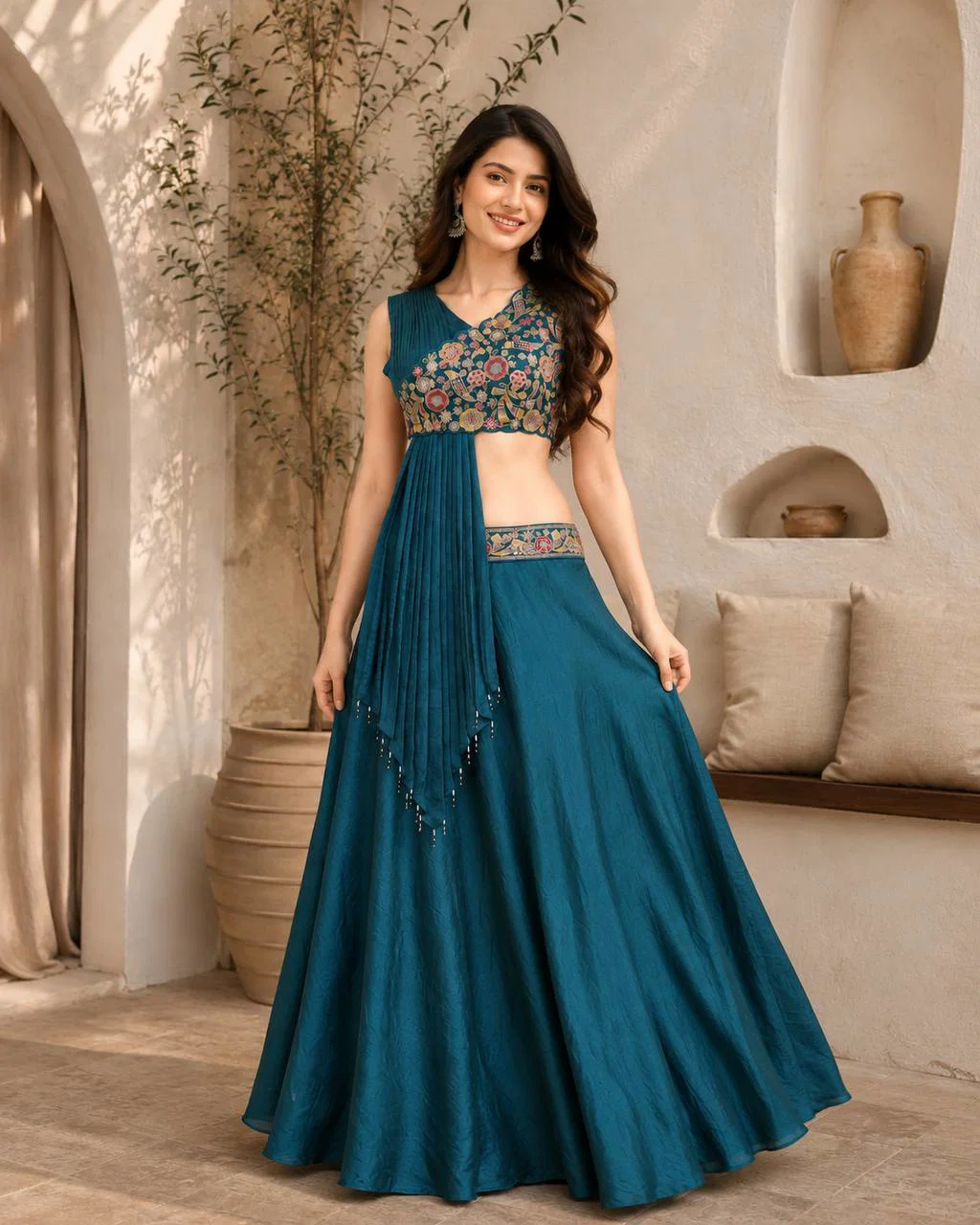 Vichitra Sequin Wedding Lehenga Set — view 1