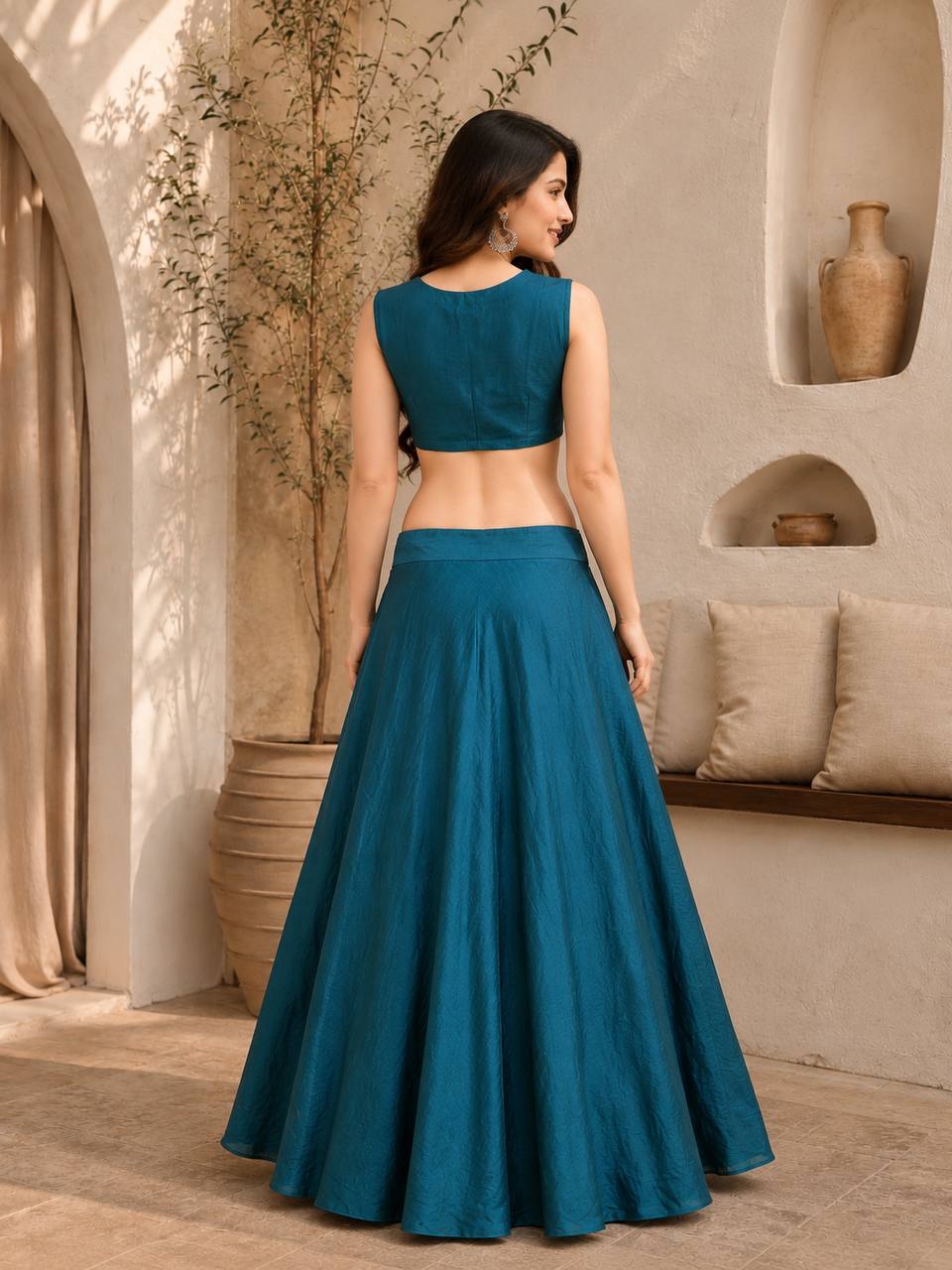 Vichitra Sequin Wedding Lehenga Set — view 3