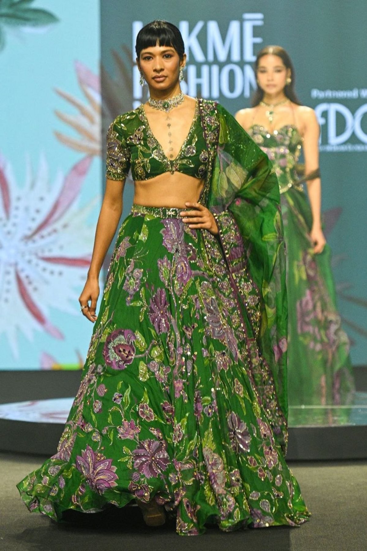Green Mirror Wedding Lehenga Set — view 11