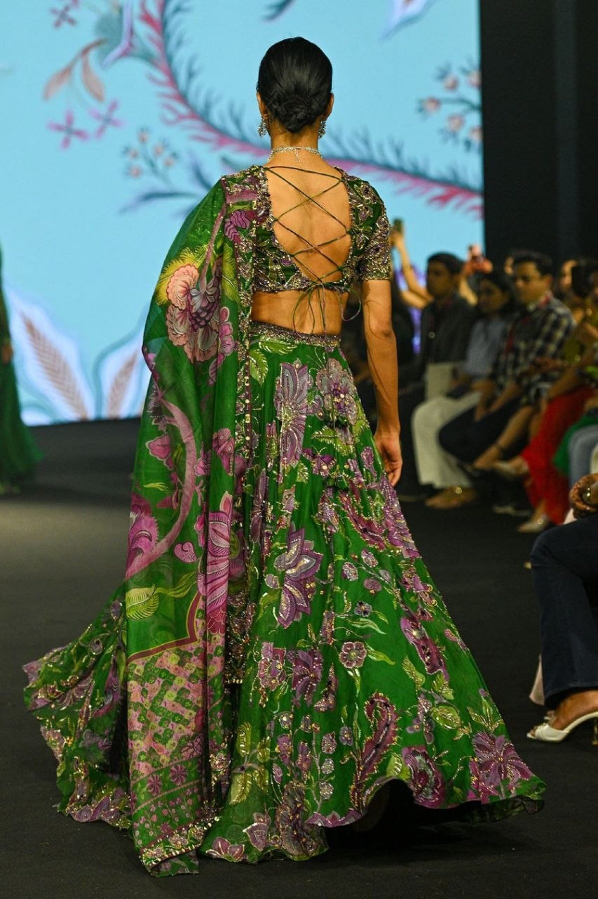 Green Mirror Wedding Lehenga Set — view 12