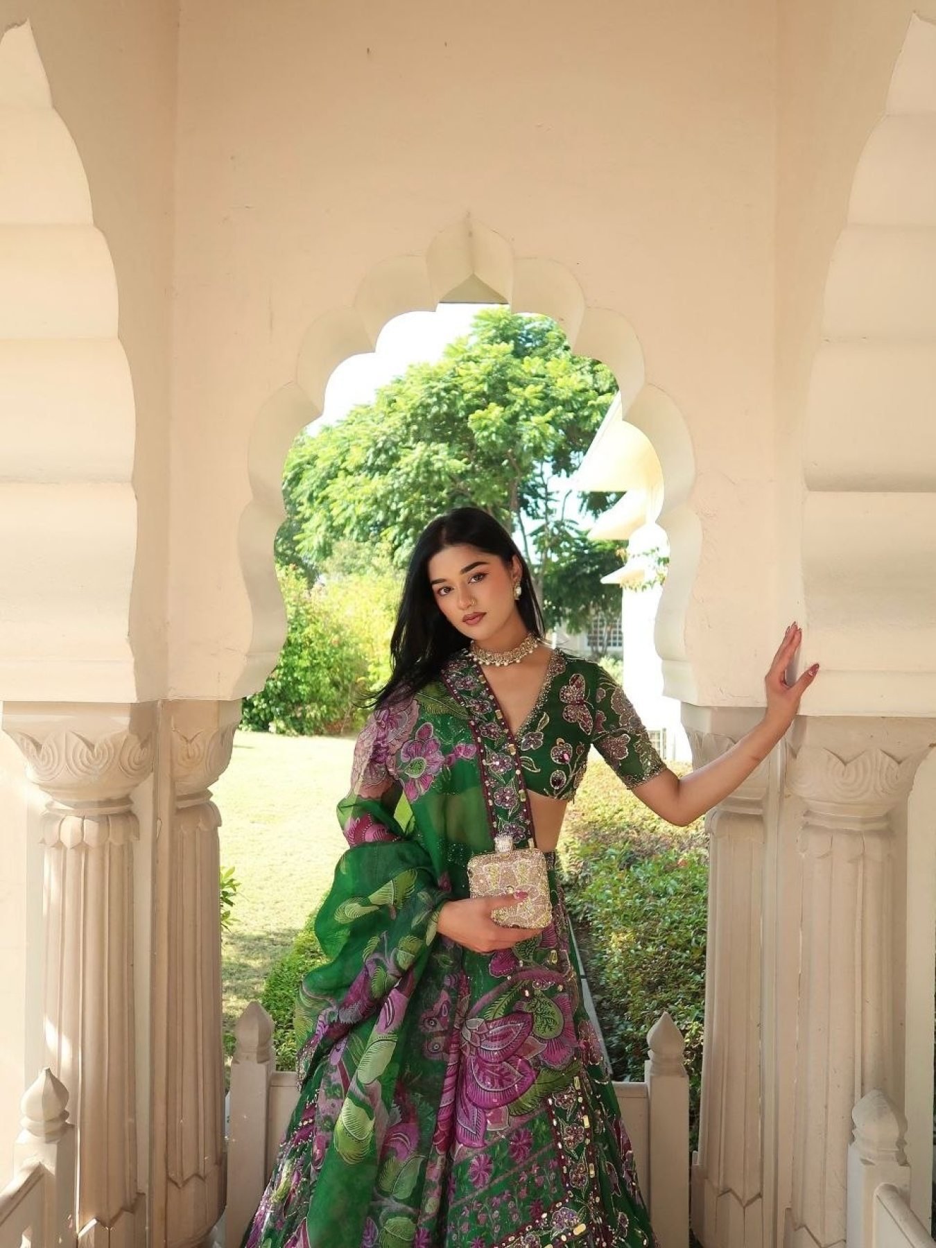 Green Mirror Wedding Lehenga Set — view 14