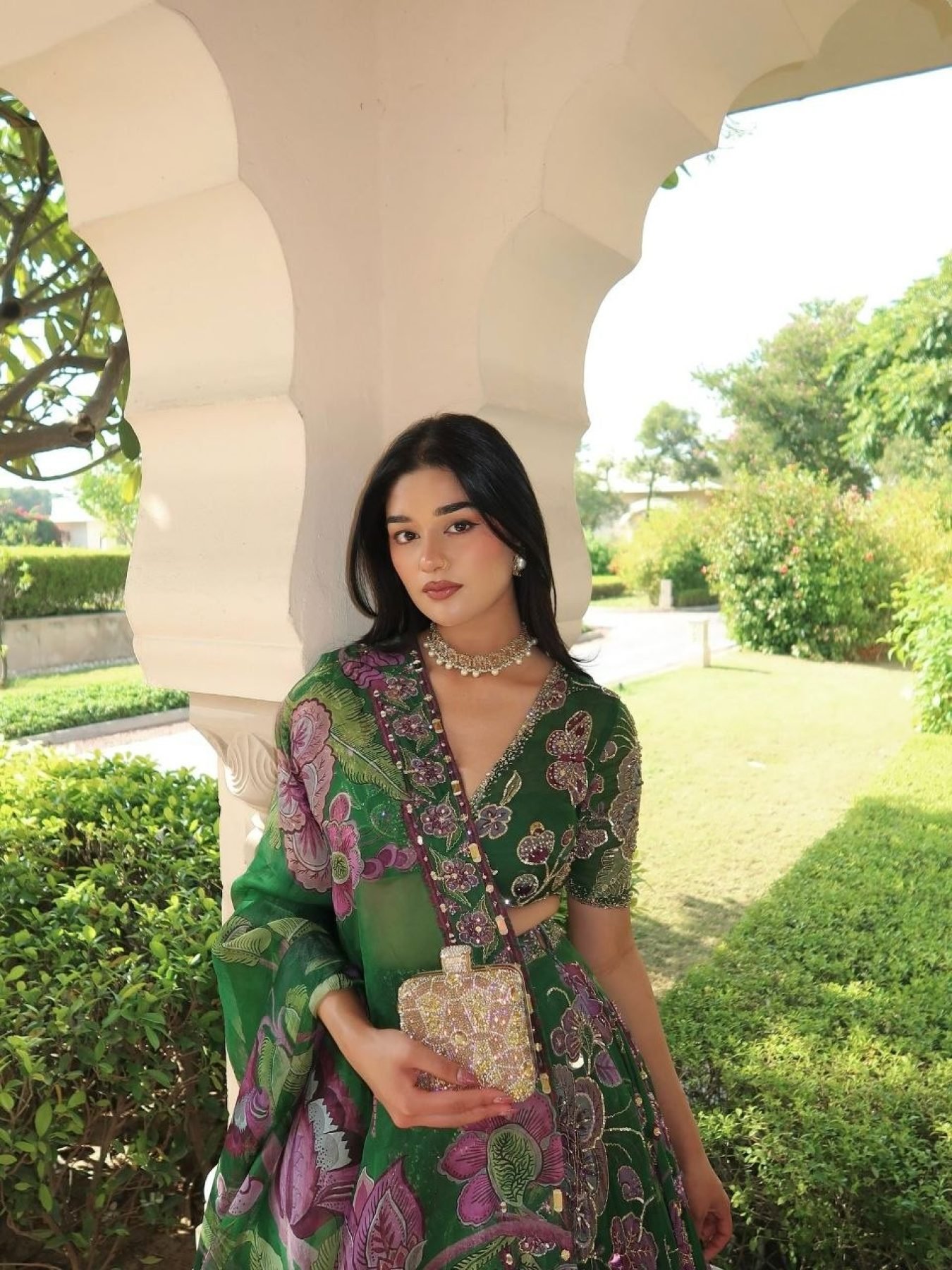 Green Mirror Wedding Lehenga Set — view 15