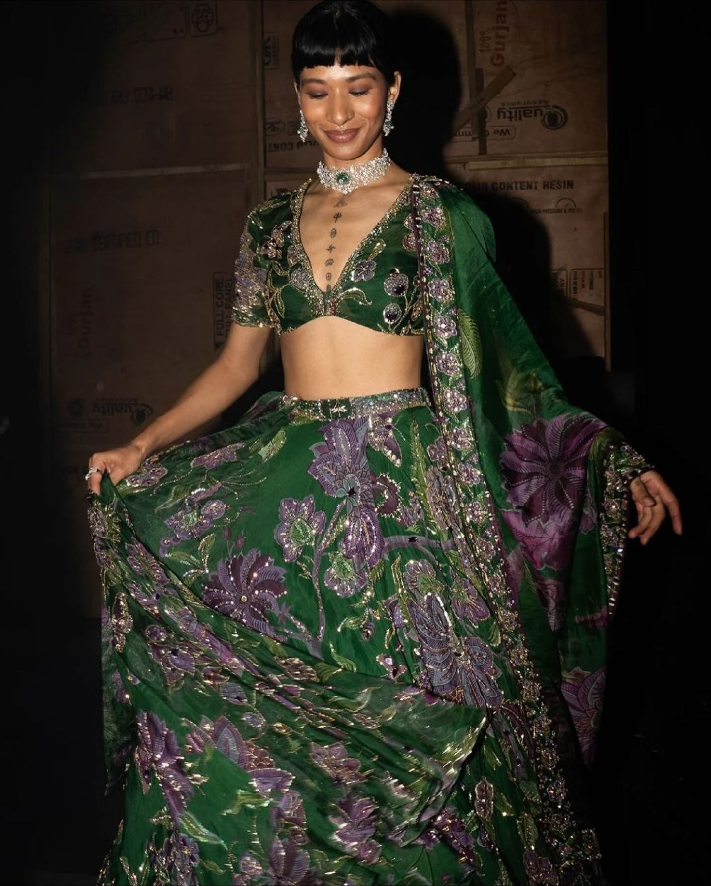 Green Mirror Wedding Lehenga Set — view 18