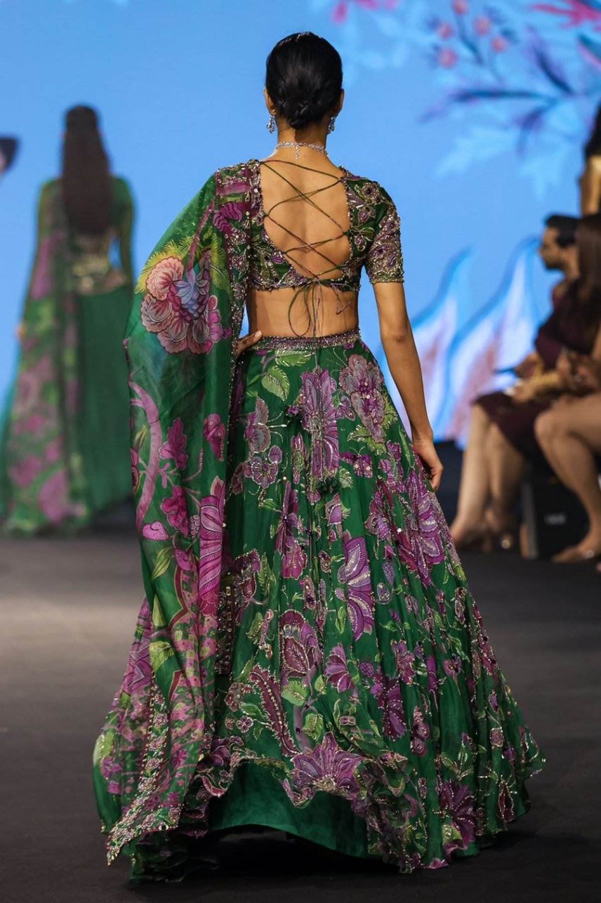 Green Mirror Wedding Lehenga Set — view 7
