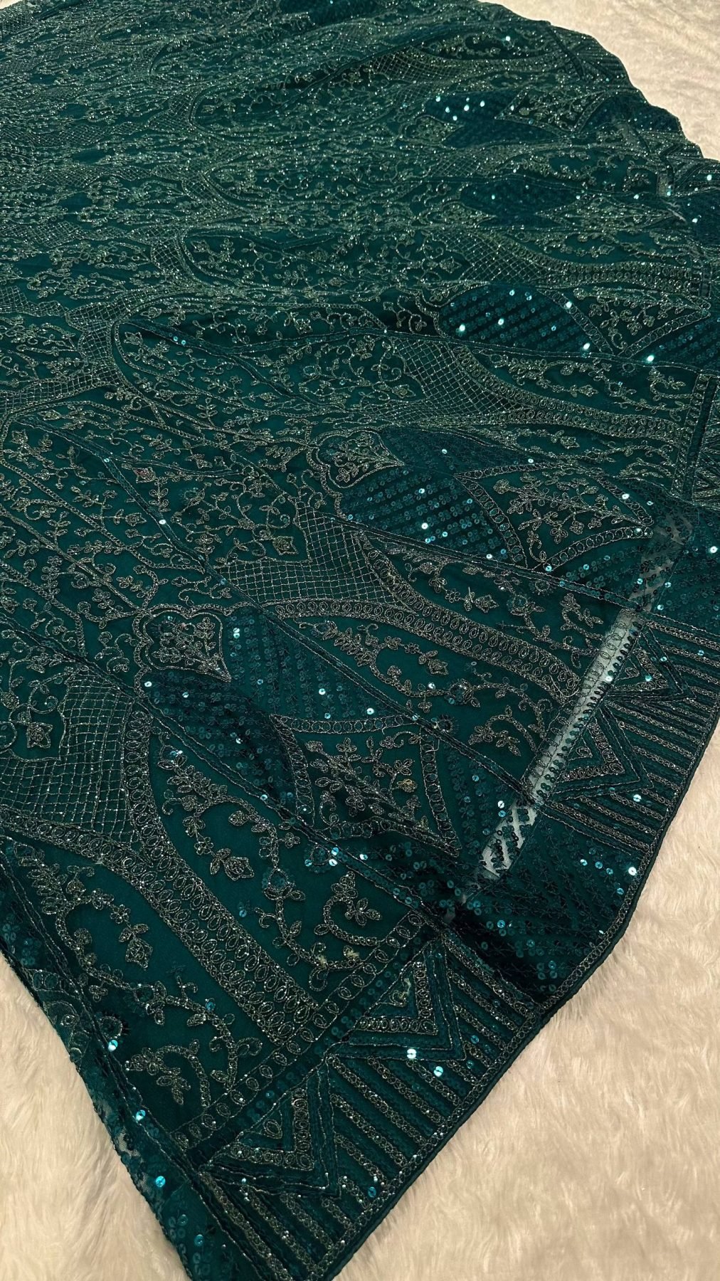 Green Dori Sequin Wedding Lehenga Set — view 7