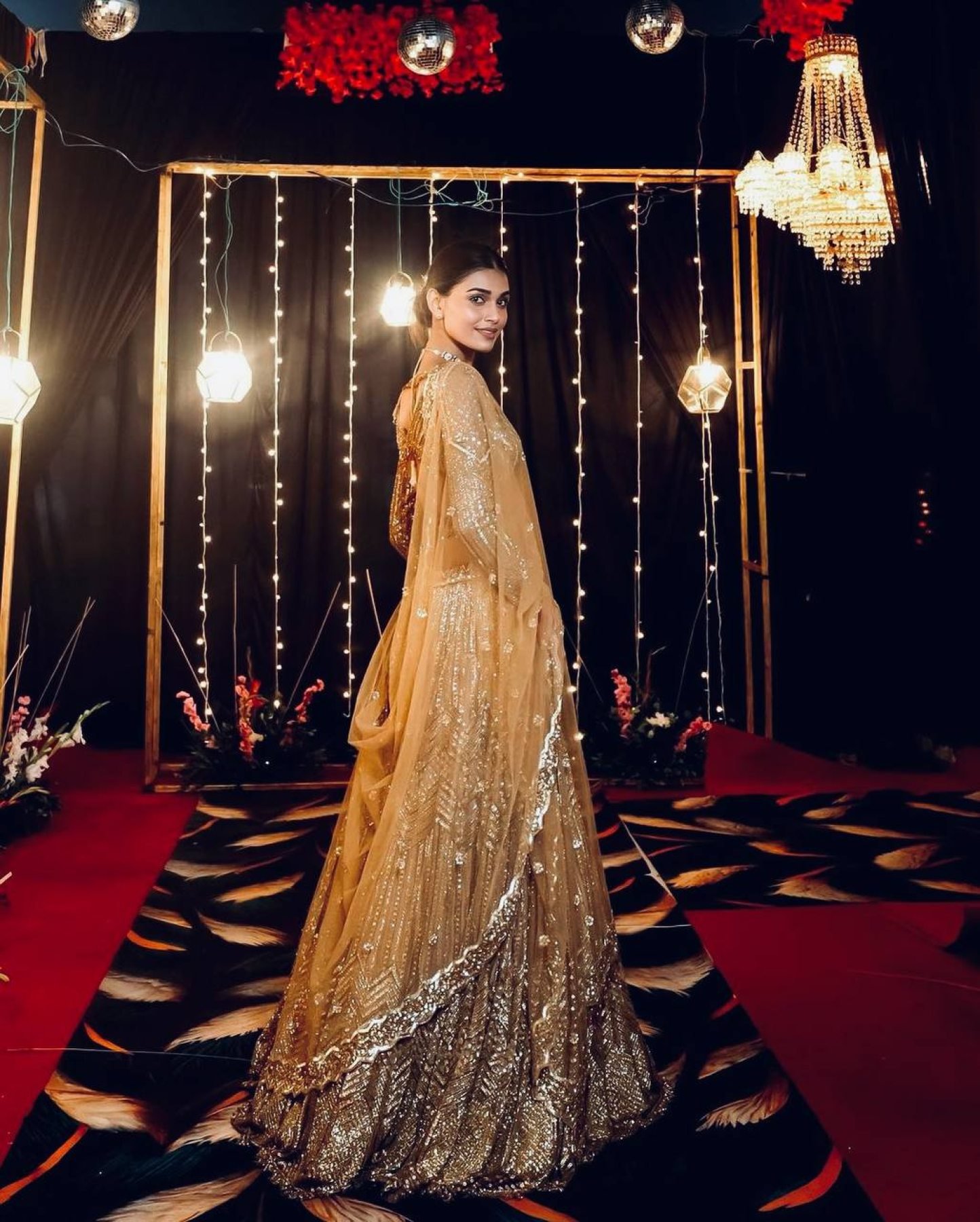 Gold Sequin Wedding Lehenga Set — view 4