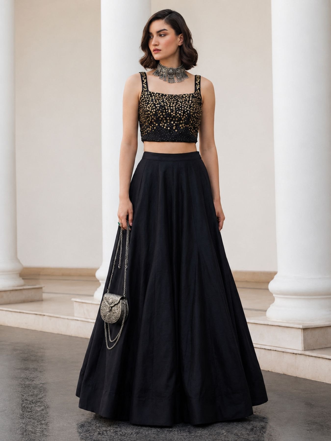 Black Thread Wedding Lehenga — view 1
