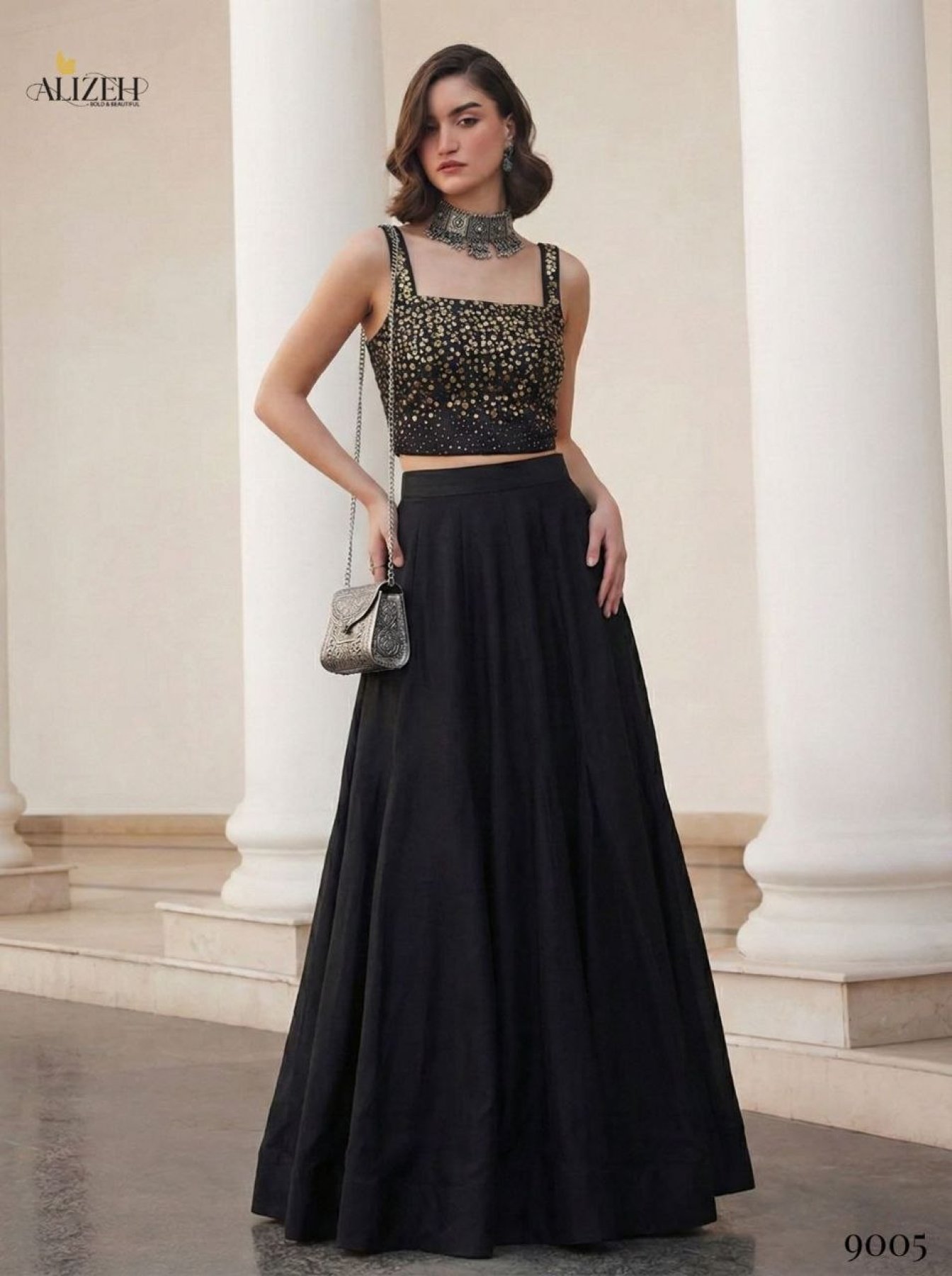 Black Thread Wedding Lehenga — view 4