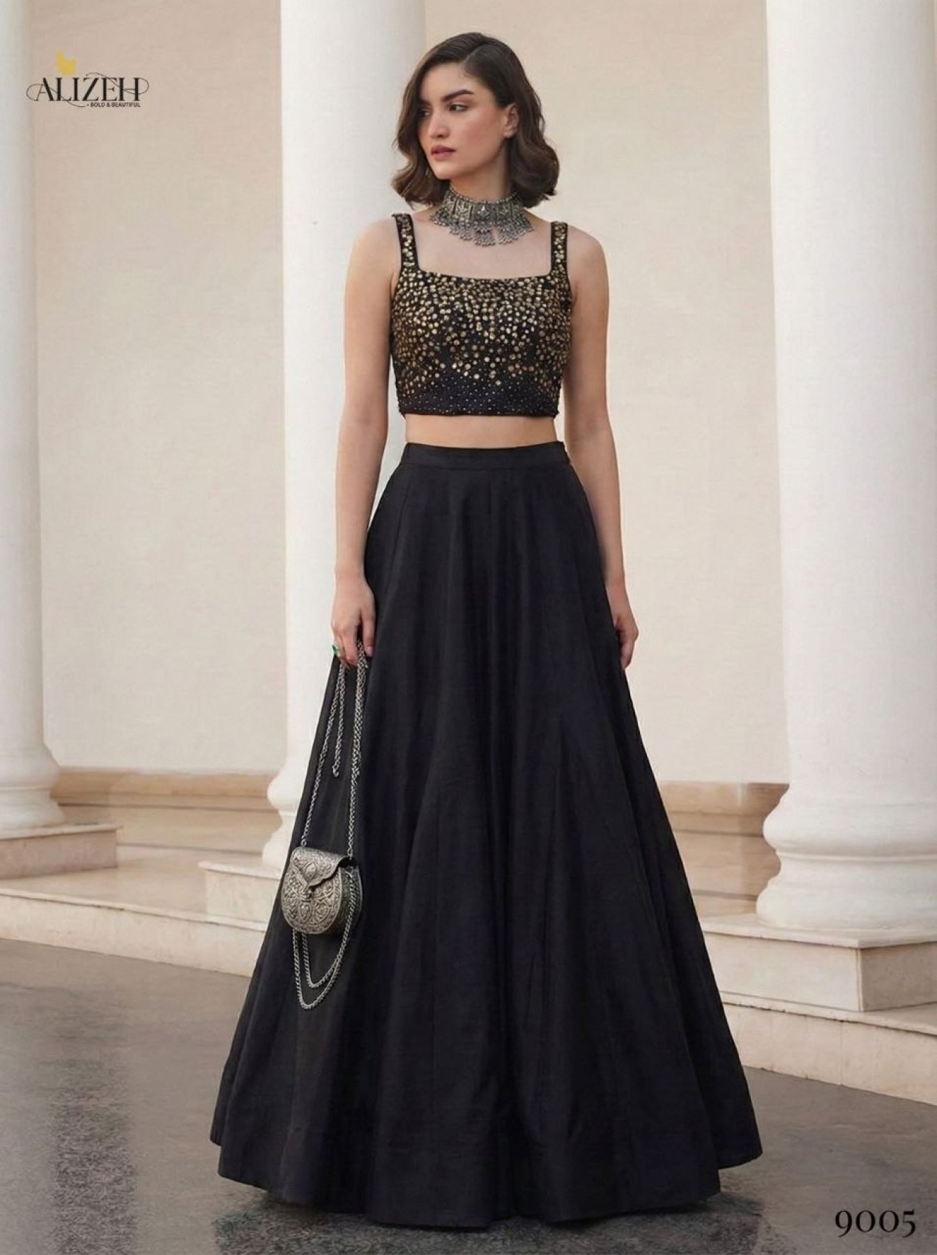 Black Thread Wedding Lehenga — view 5
