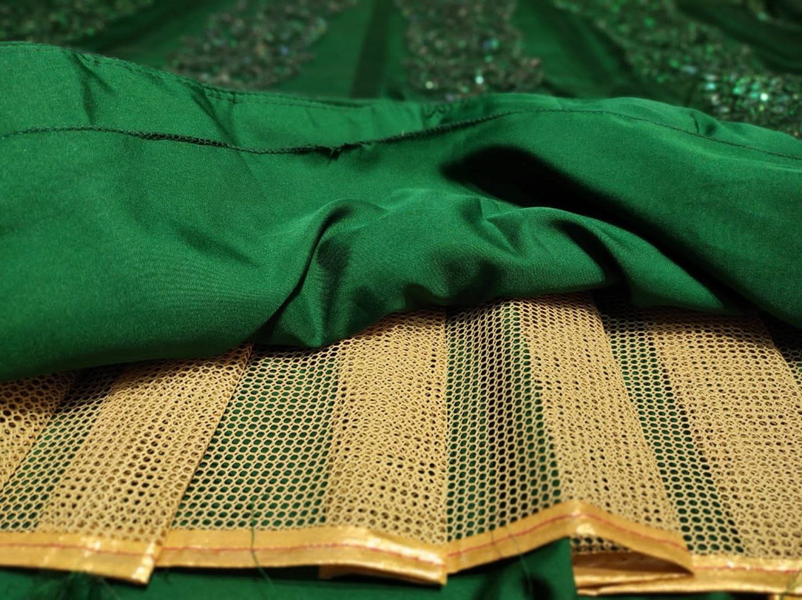 Green Multi Sequin Wedding Lehenga Set — view 14