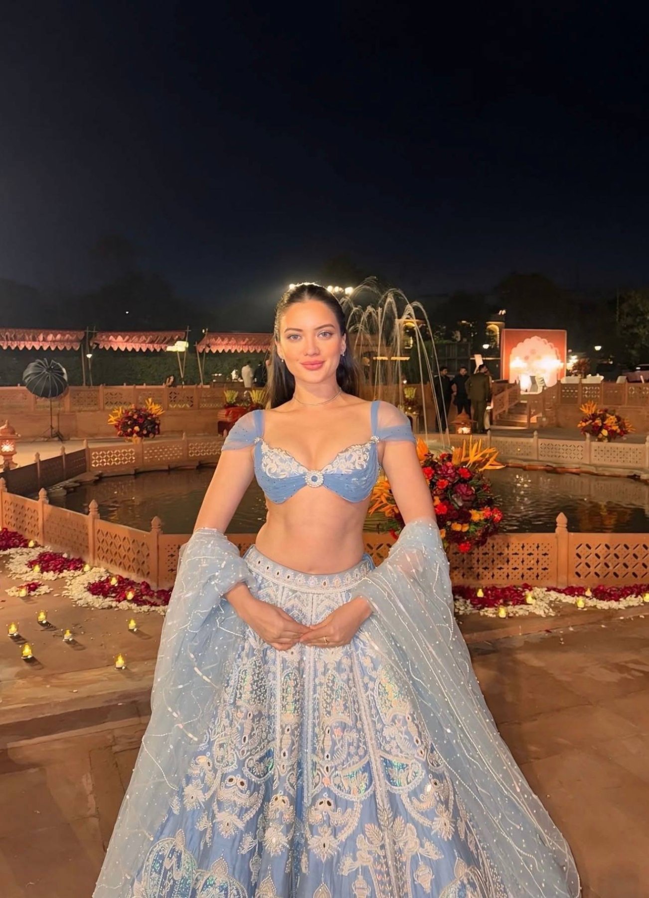 Blue Resham Sequin Wedding Lehenga Set — view 4