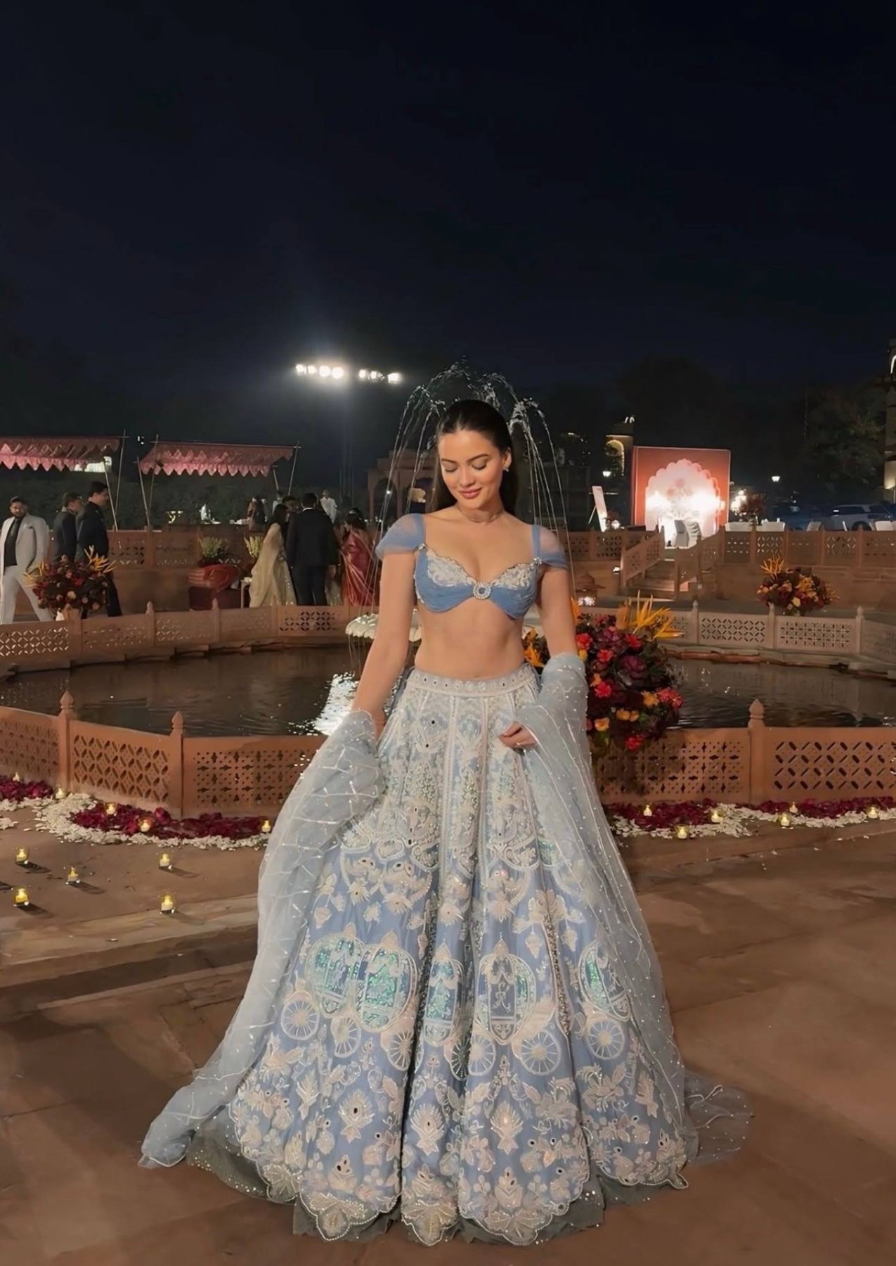 Blue Resham Sequin Wedding Lehenga Set — view 5