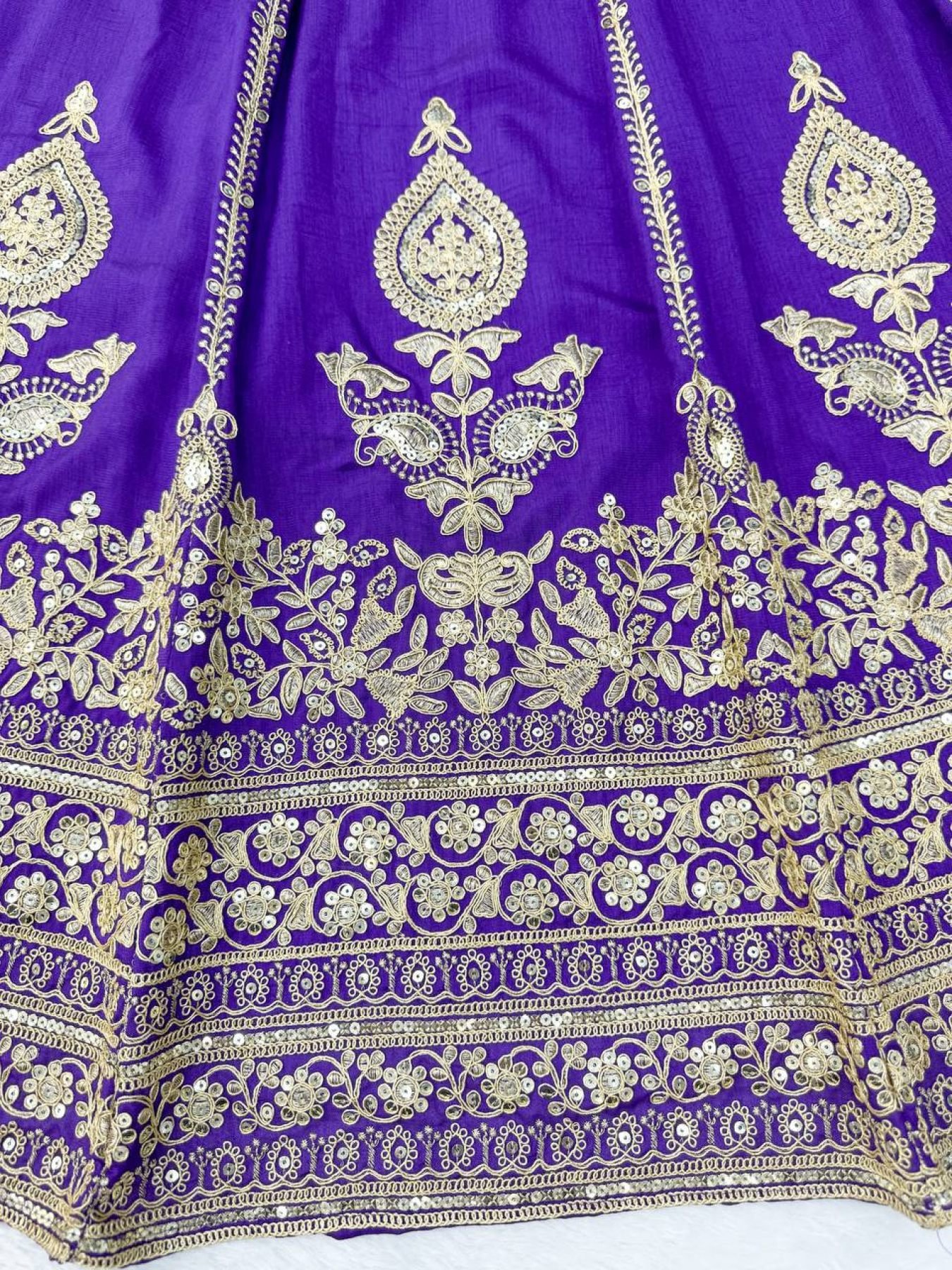 Purple Dori Sequin Wedding Lehenga Set — view 15