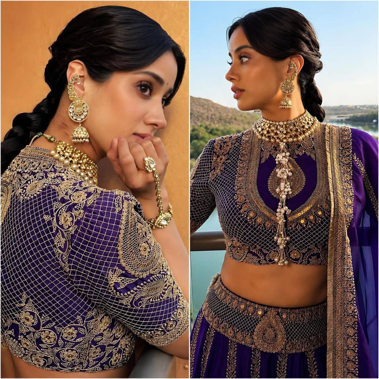 Purple Dori Sequin Wedding Lehenga Set — view 5