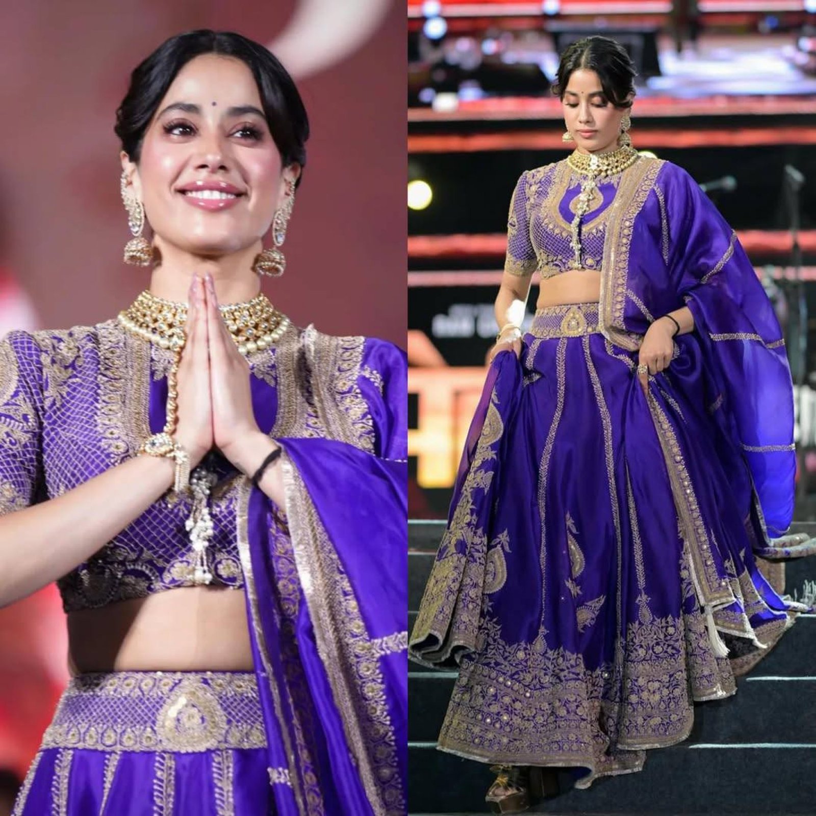 Purple Dori Sequin Wedding Lehenga Set — view 6