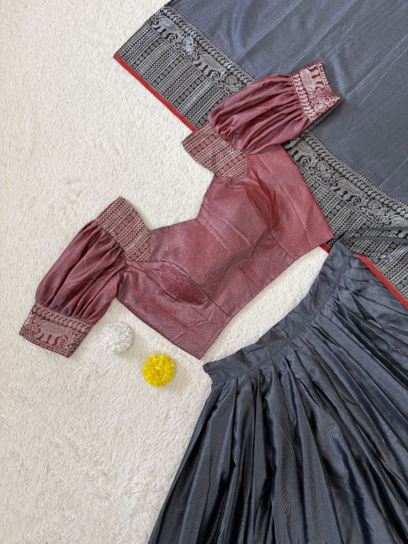Gray Thread Wedding Lehenga Set — view 7