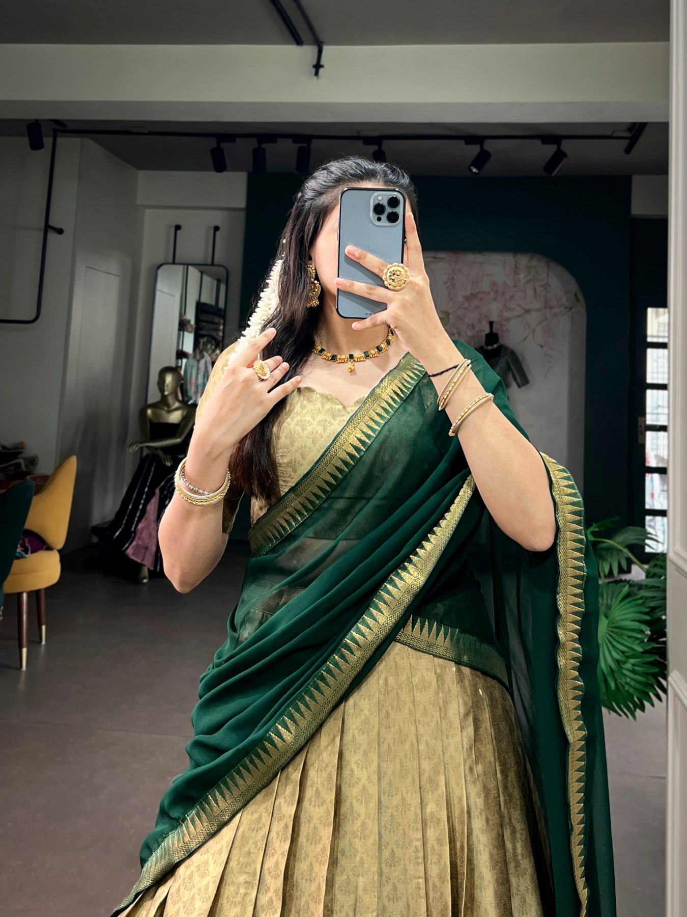 Cream Elegant Zari Wedding Lehenga Set — view 7