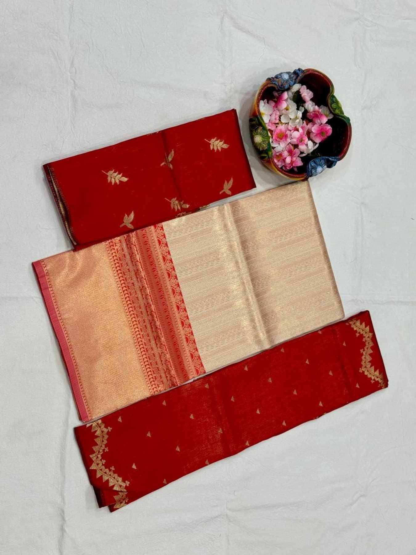 Cream Rich Zari Wedding Lehenga Set — view 8