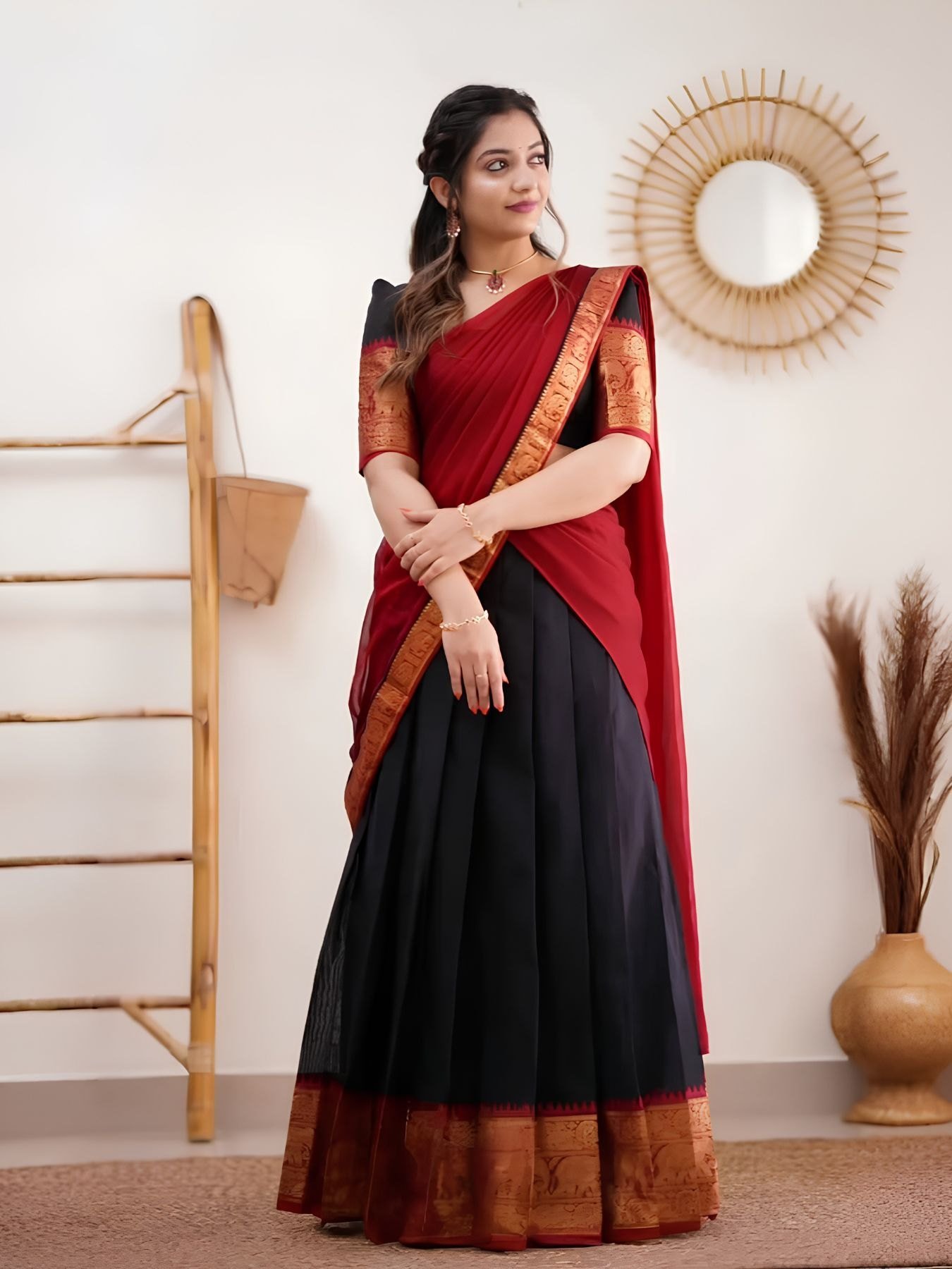 Black Zari Wedding Lehenga Set — view 1