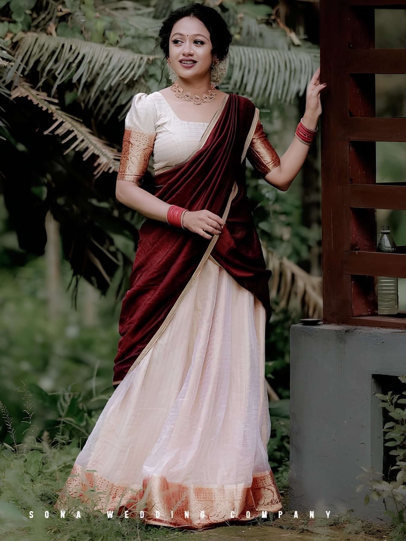 Cream Stated Thread Lehenga Set — view 1