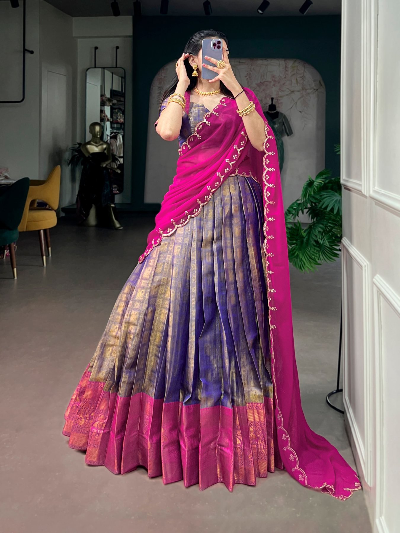Purple Zari Wedding Lehenga Set — view 2