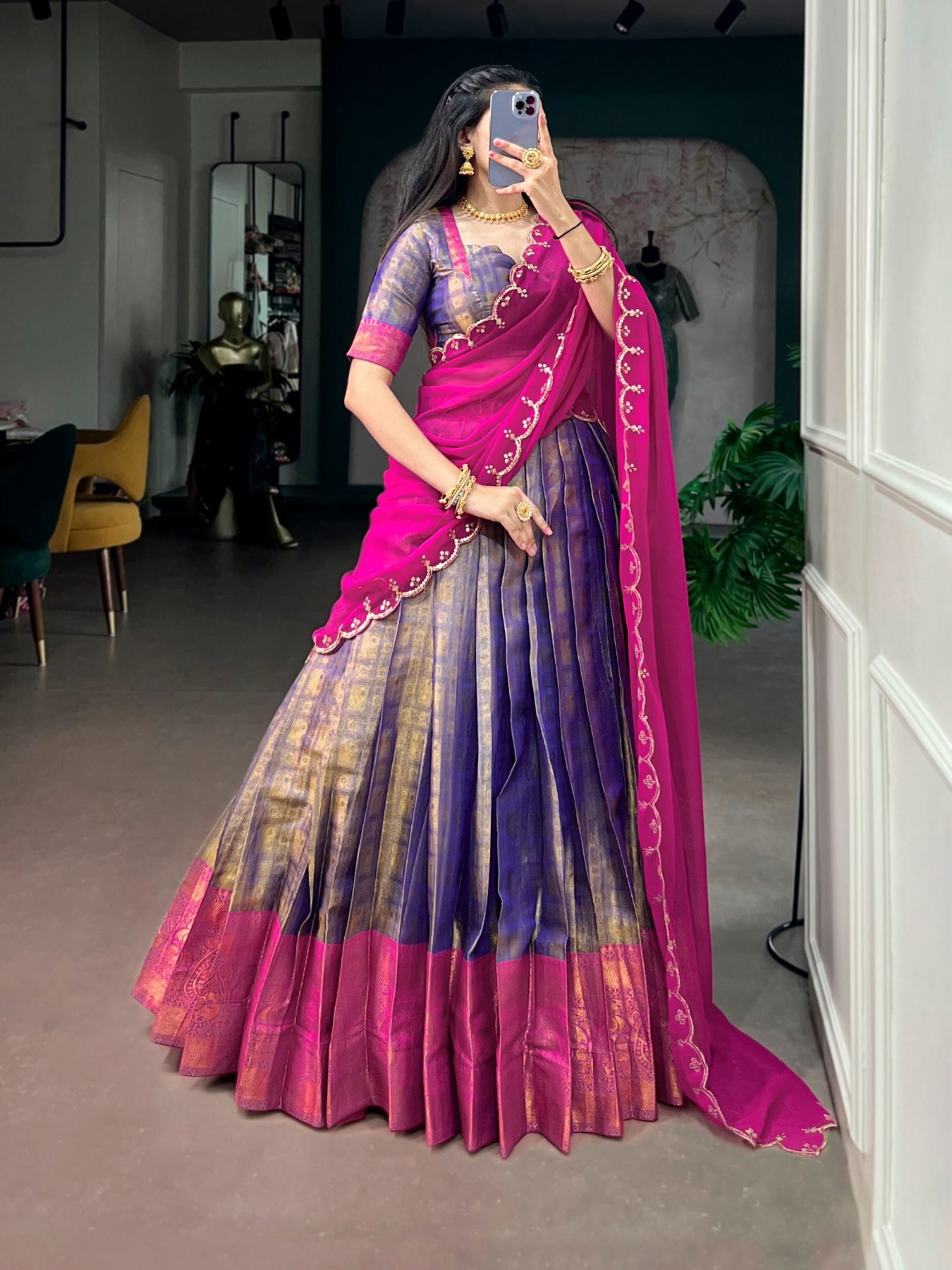 Purple Zari Wedding Lehenga Set — view 4