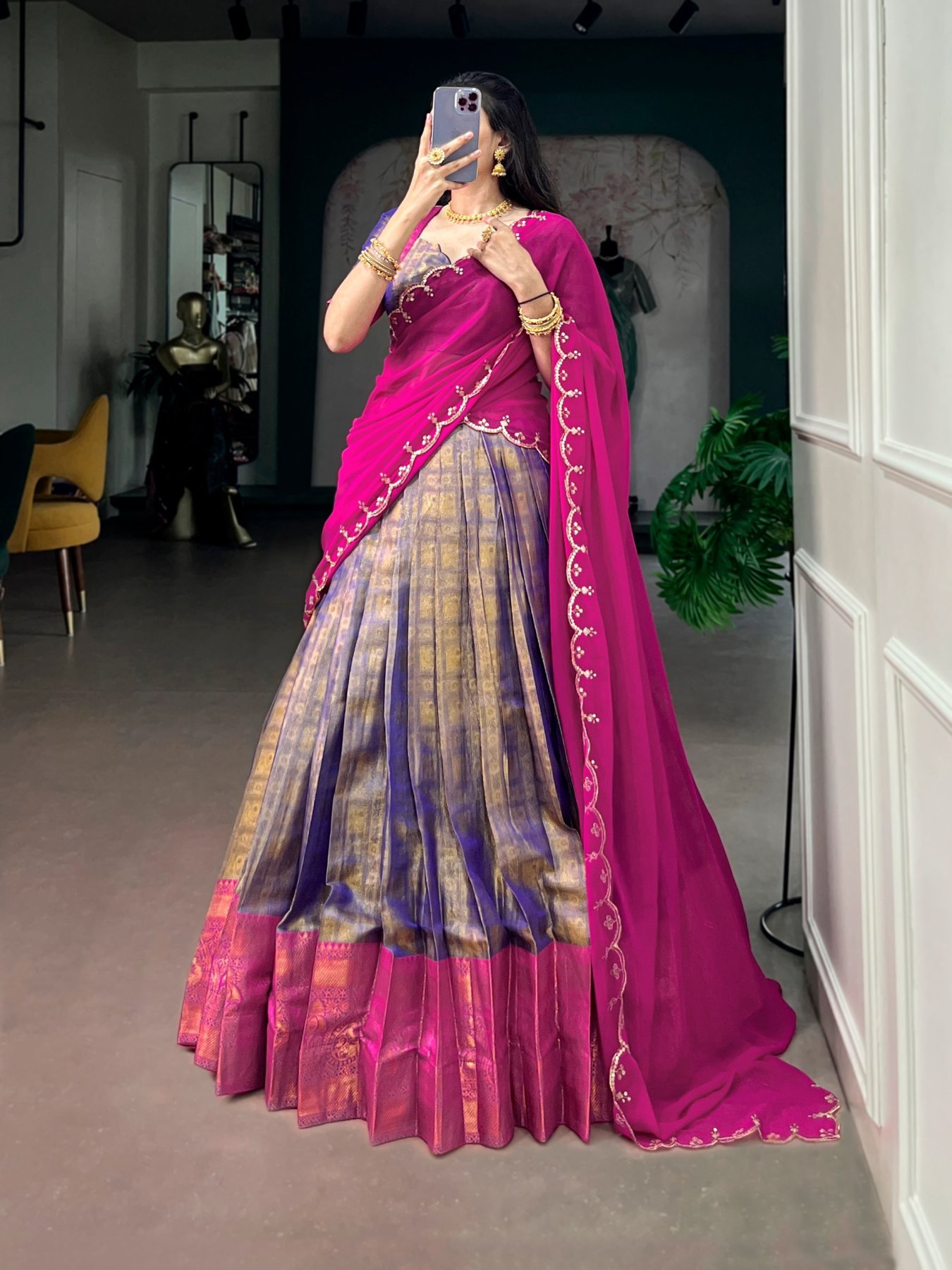 Purple Zari Wedding Lehenga Set — view 5