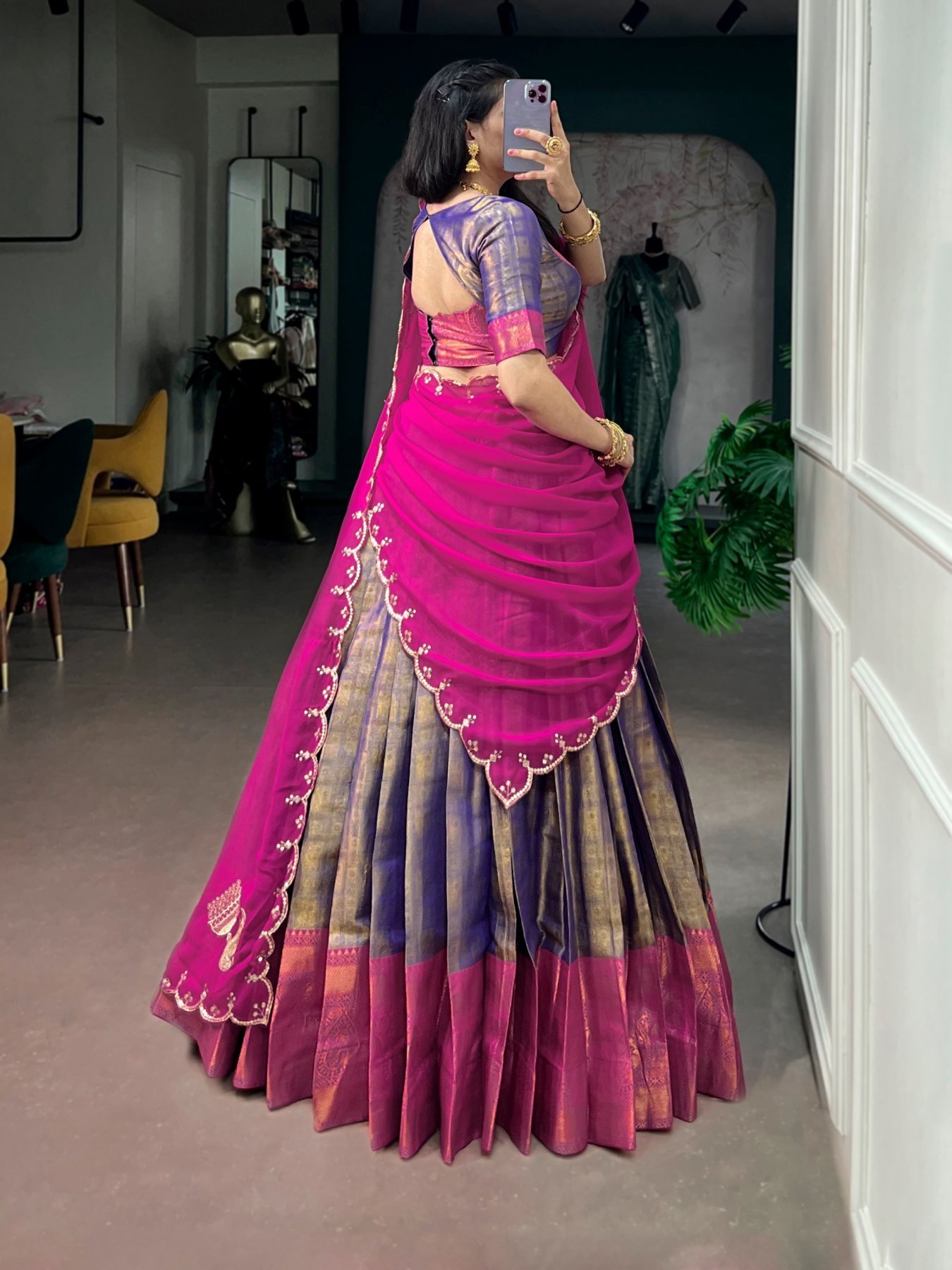 Purple Zari Wedding Lehenga Set — view 6