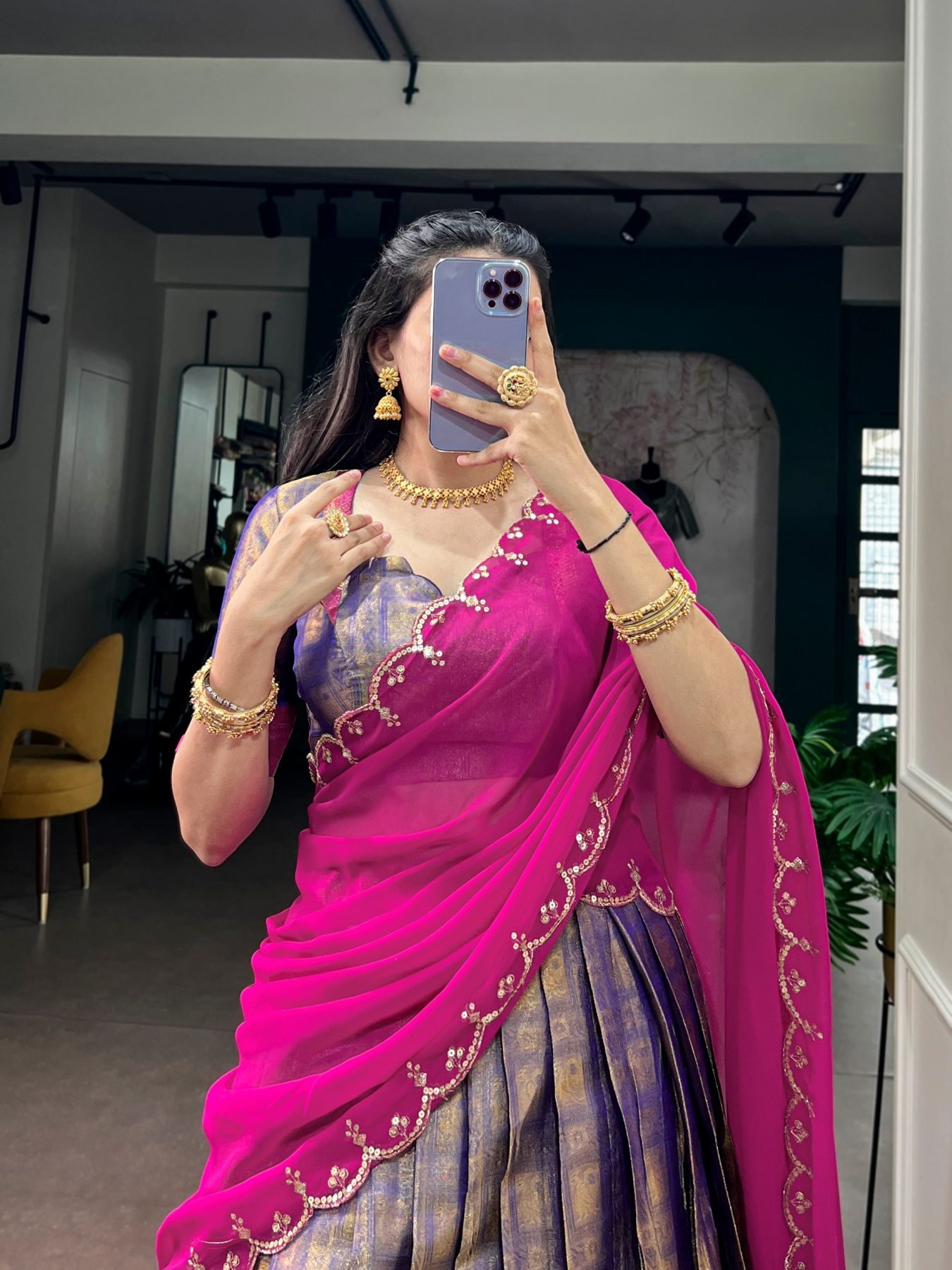 Purple Zari Wedding Lehenga Set — view 7