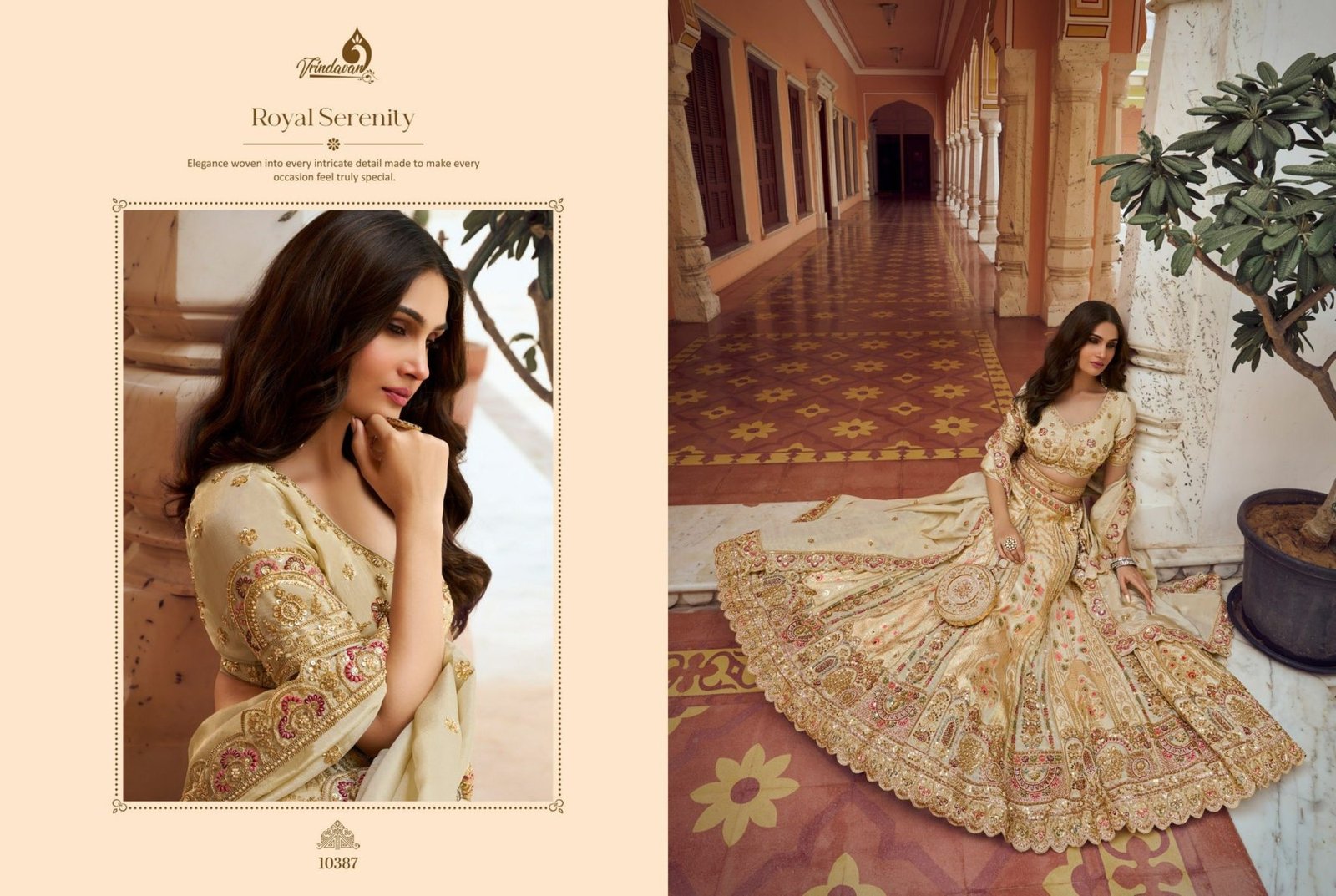 Cream Thread Wedding Lehenga Set — view 2