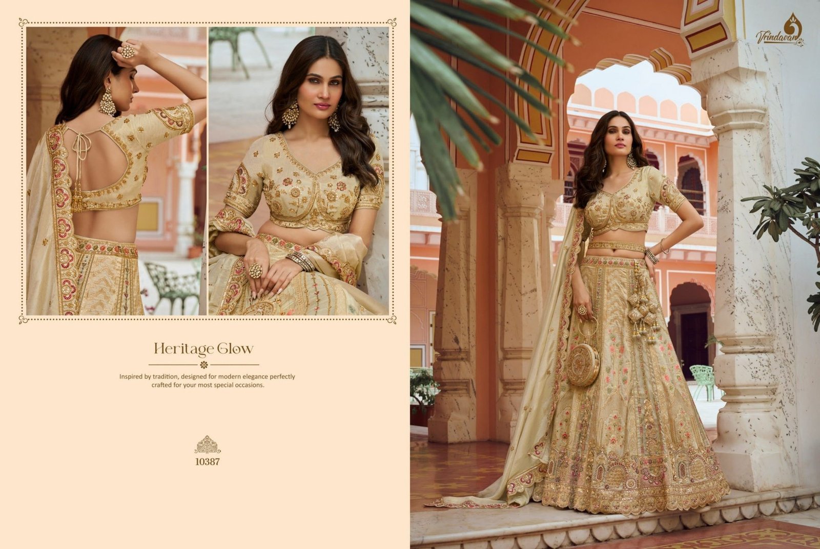 Cream Thread Wedding Lehenga Set — view 3