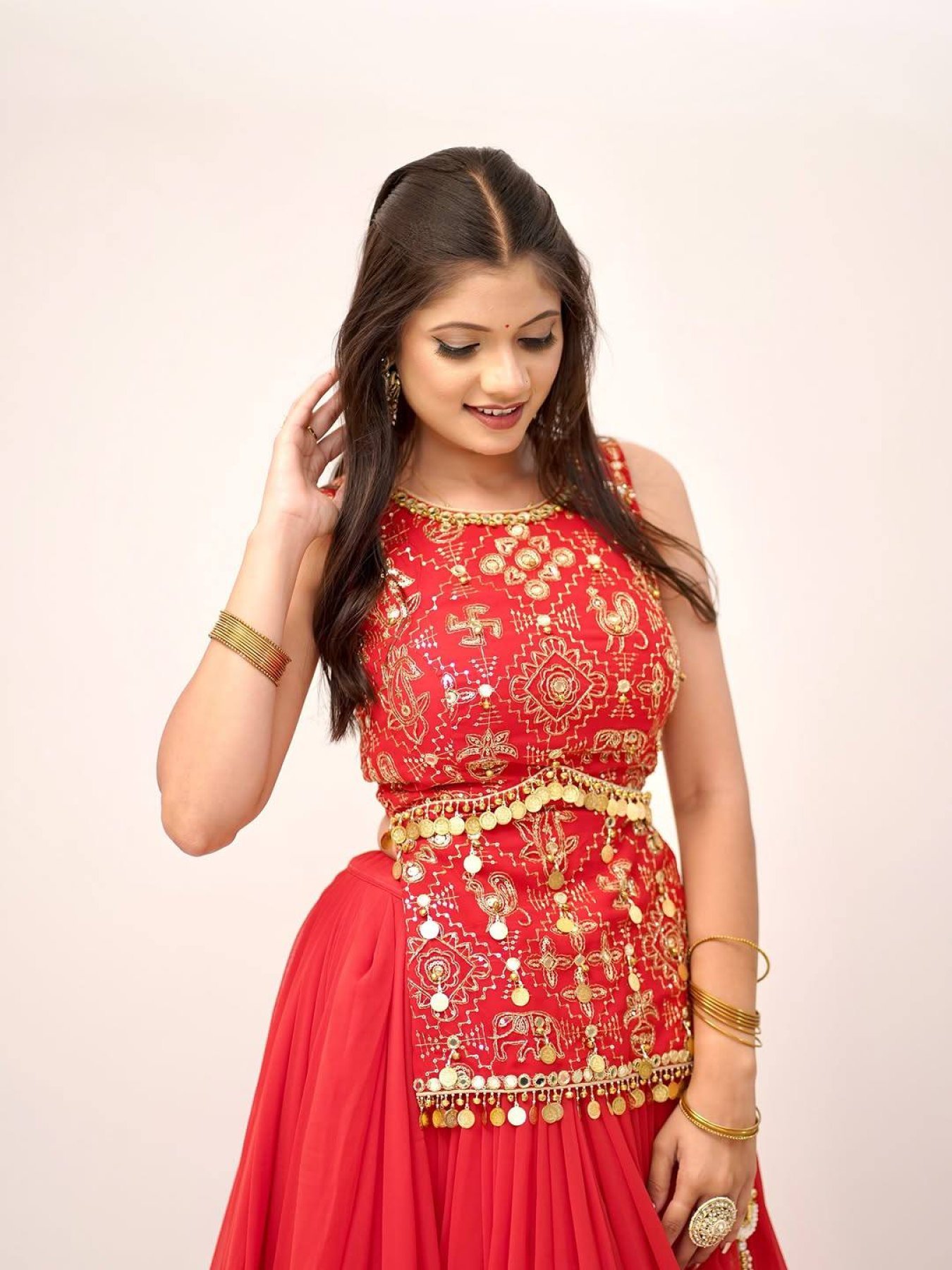 Red Mirror Lehenga — view 2