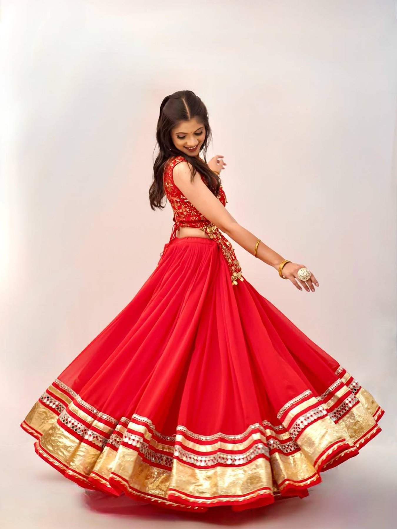 Red Mirror Lehenga — view 11