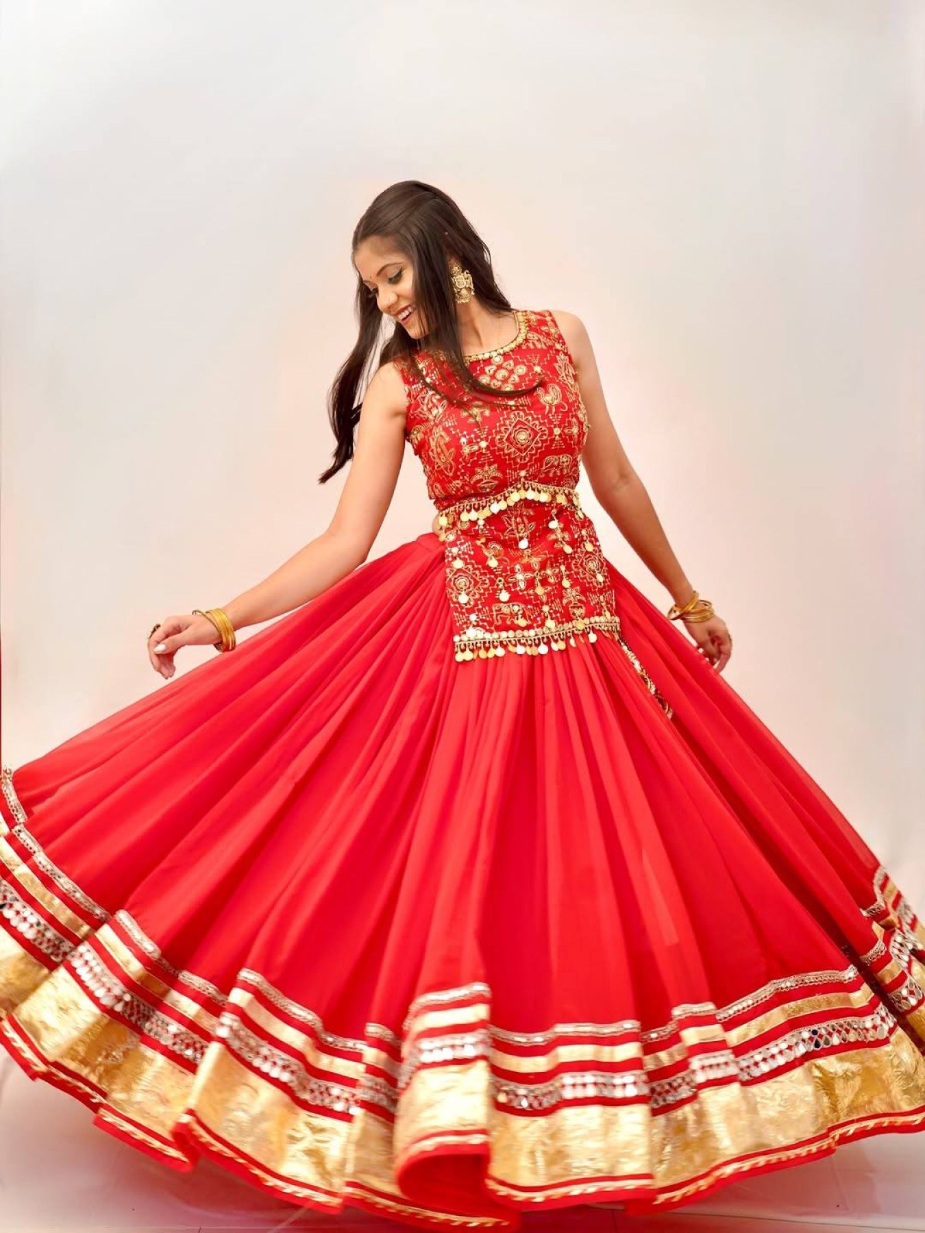 Red Mirror Lehenga — view 12